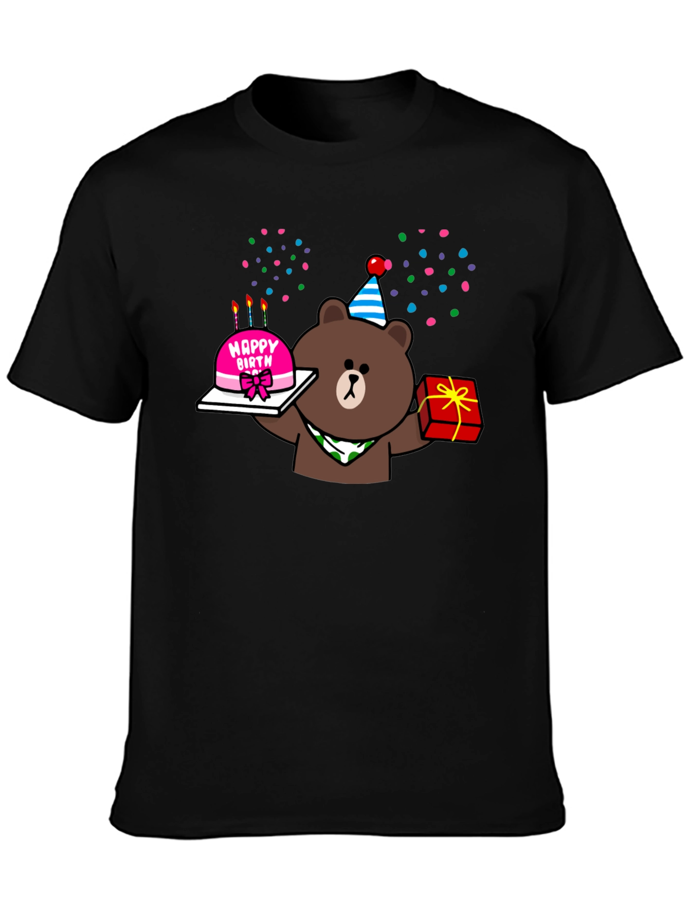 Black Birthday Bear Graphic Tee - Cute Party Shirt view 3