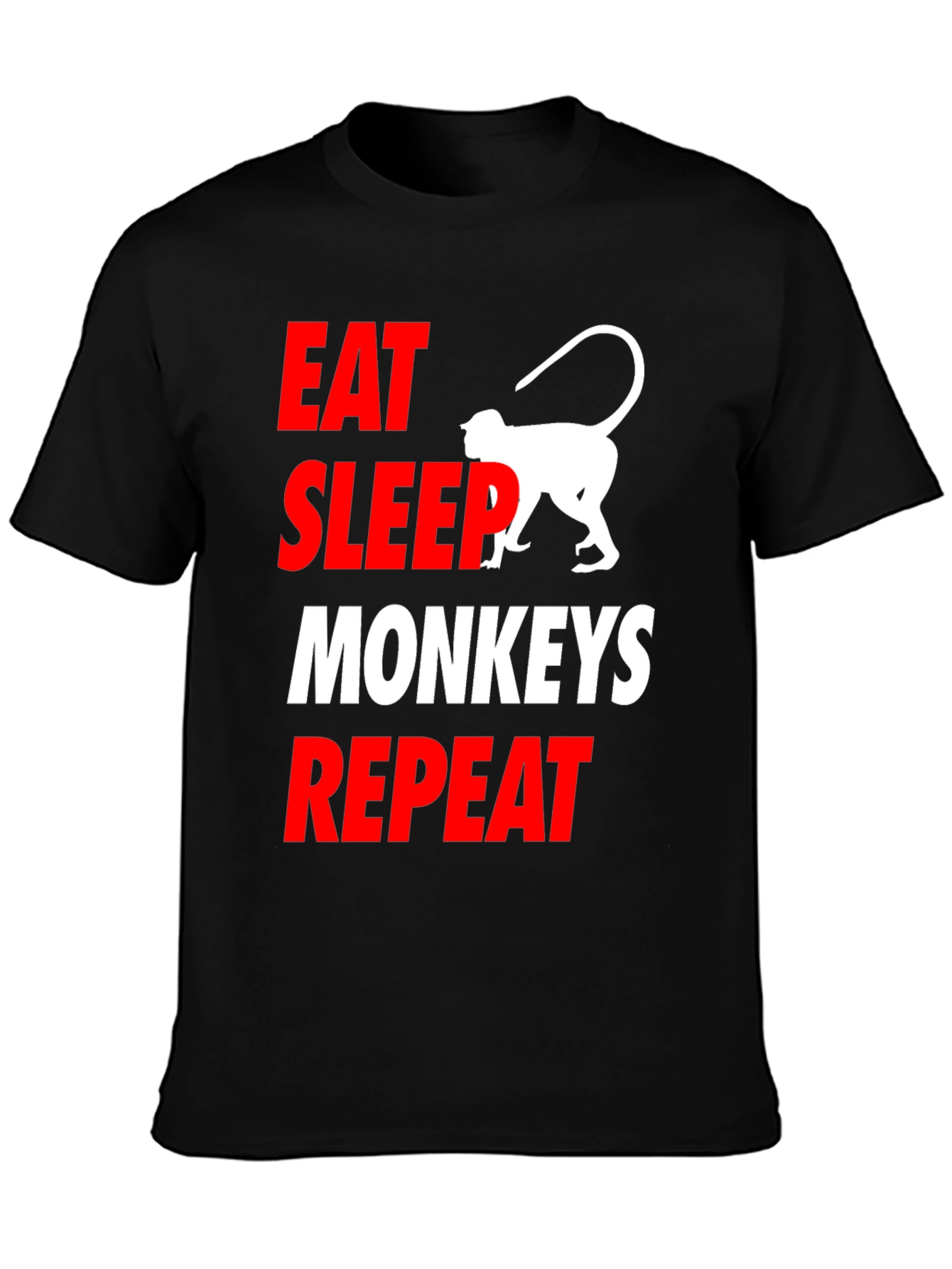 Black Eat Sleep Monkeys Repeat Funny T-Shirt view 3