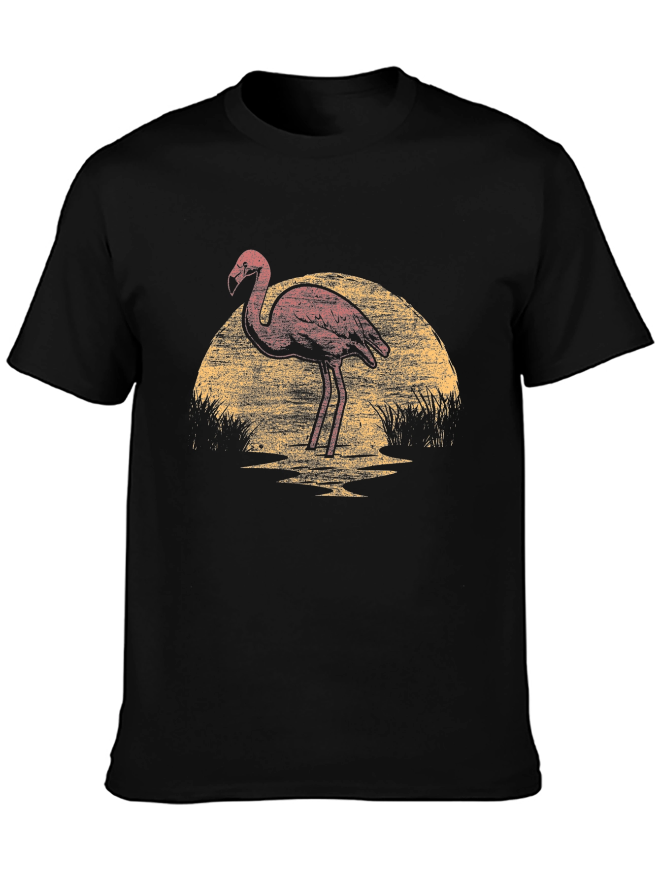 Black Flamingo Sunset Graphic Tee view 3