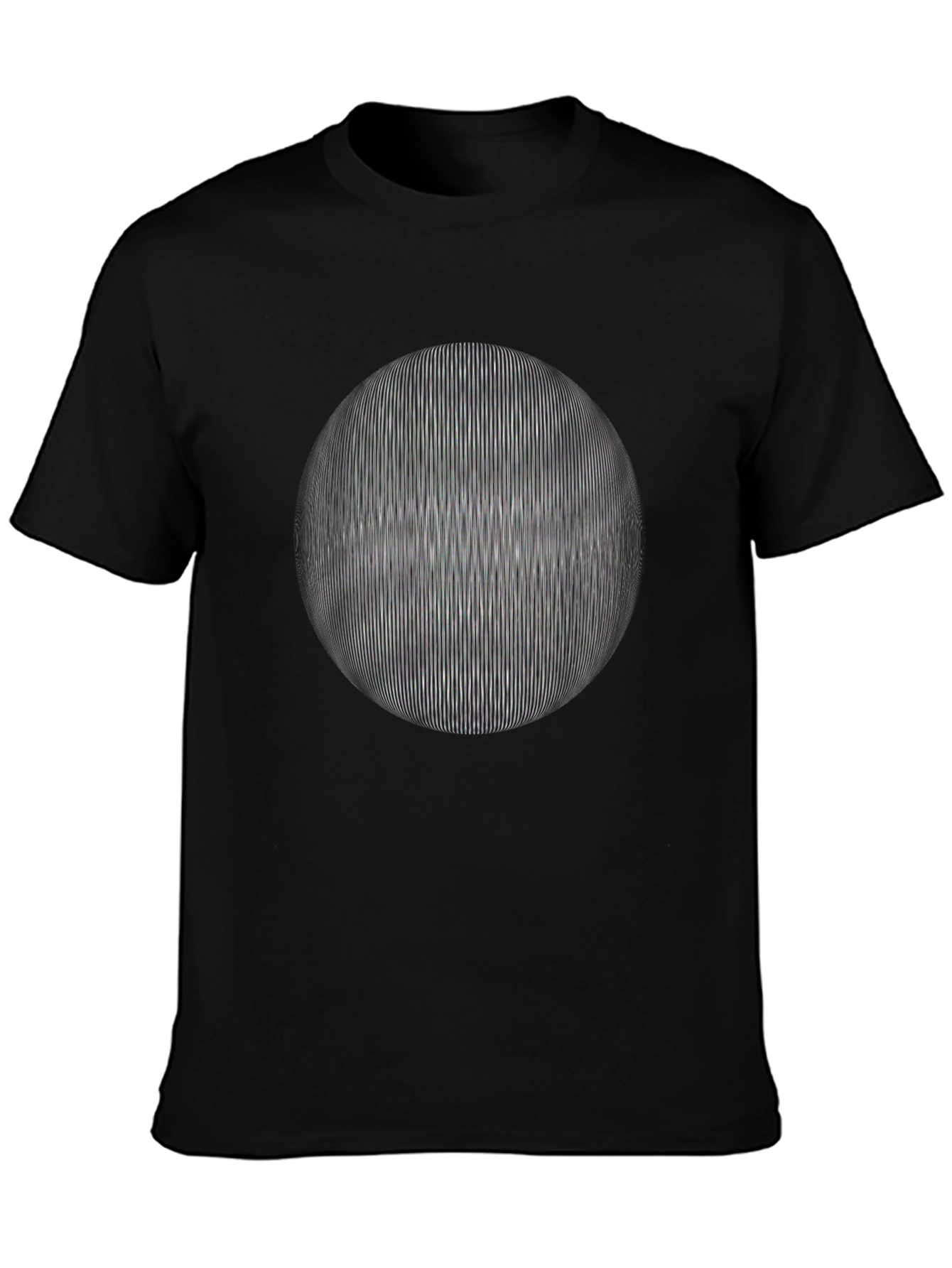 Black Optical Illusion Sphere Graphic T-Shirt - Black Cotton Tee view 3