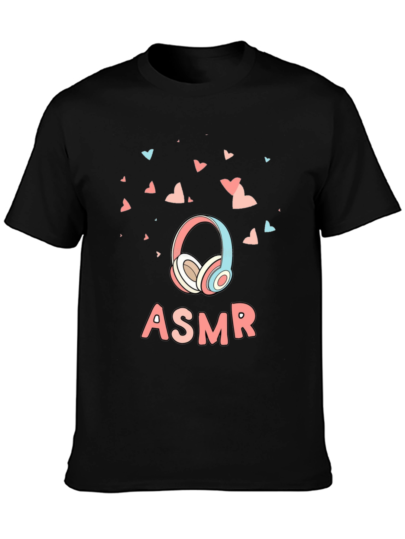 Black ASMR Headphones Graphic Tee - Sensory Relaxation Shirt view 3