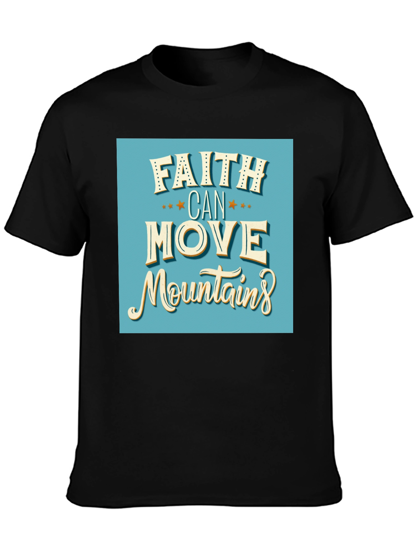 Black Faith Can Move Mountains Graphic Tee view 3