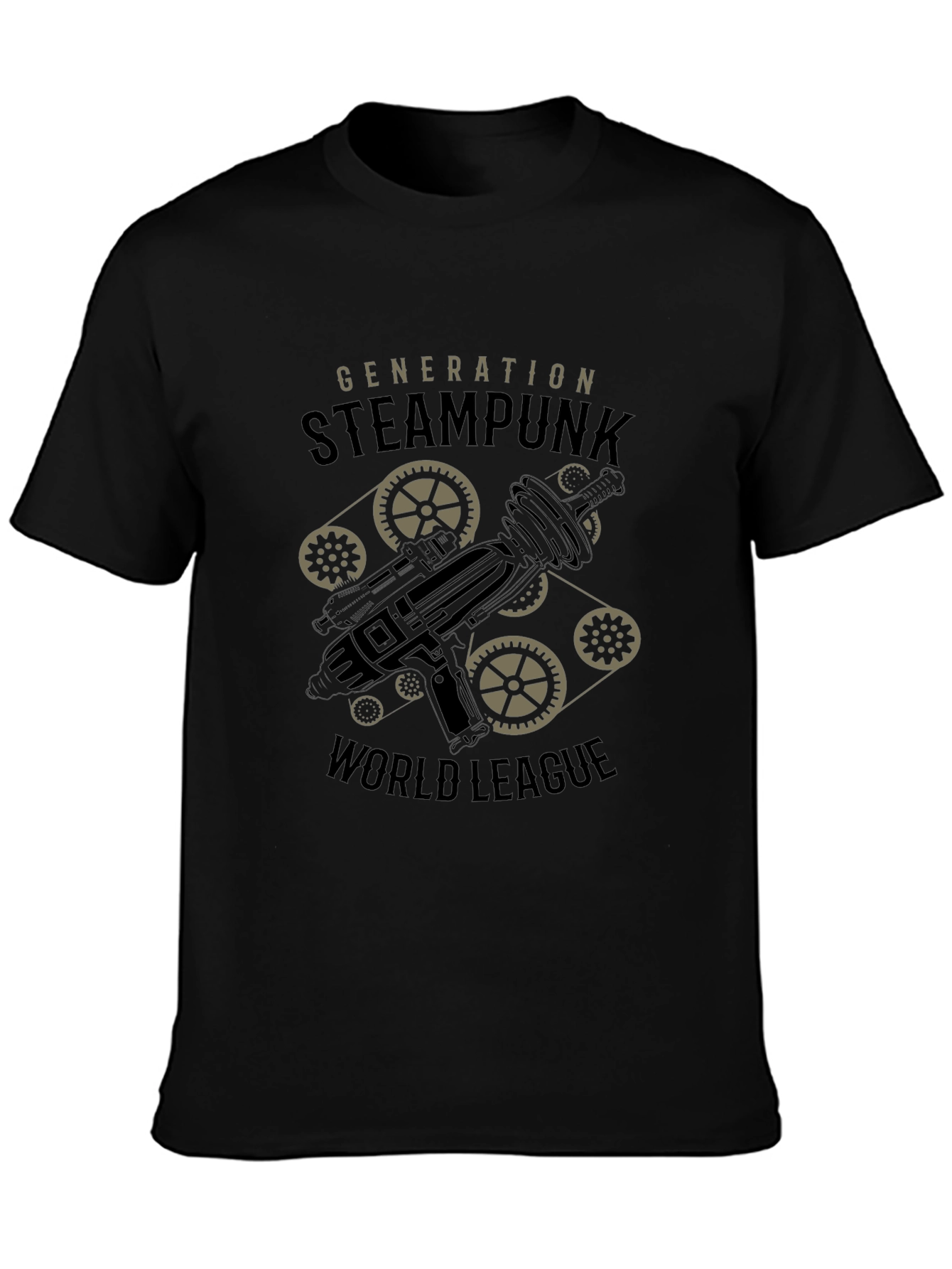 Black Steampunk Generation World League Black T-Shirt view 3