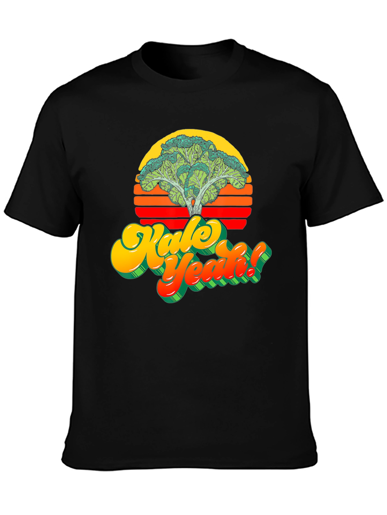 Black Kale Yeah! Graphic T-Shirt - Retro Vegan Style view 3