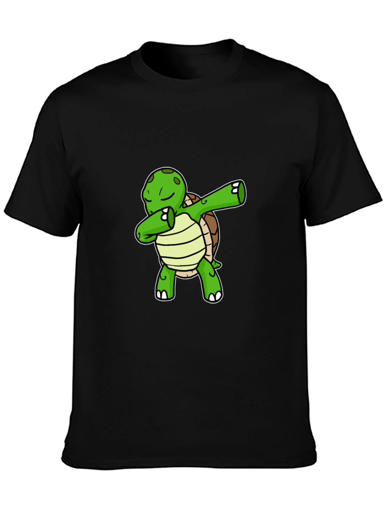 Black Dabbing Turtle Graphic Tee - Black Cotton T-Shirt view 3