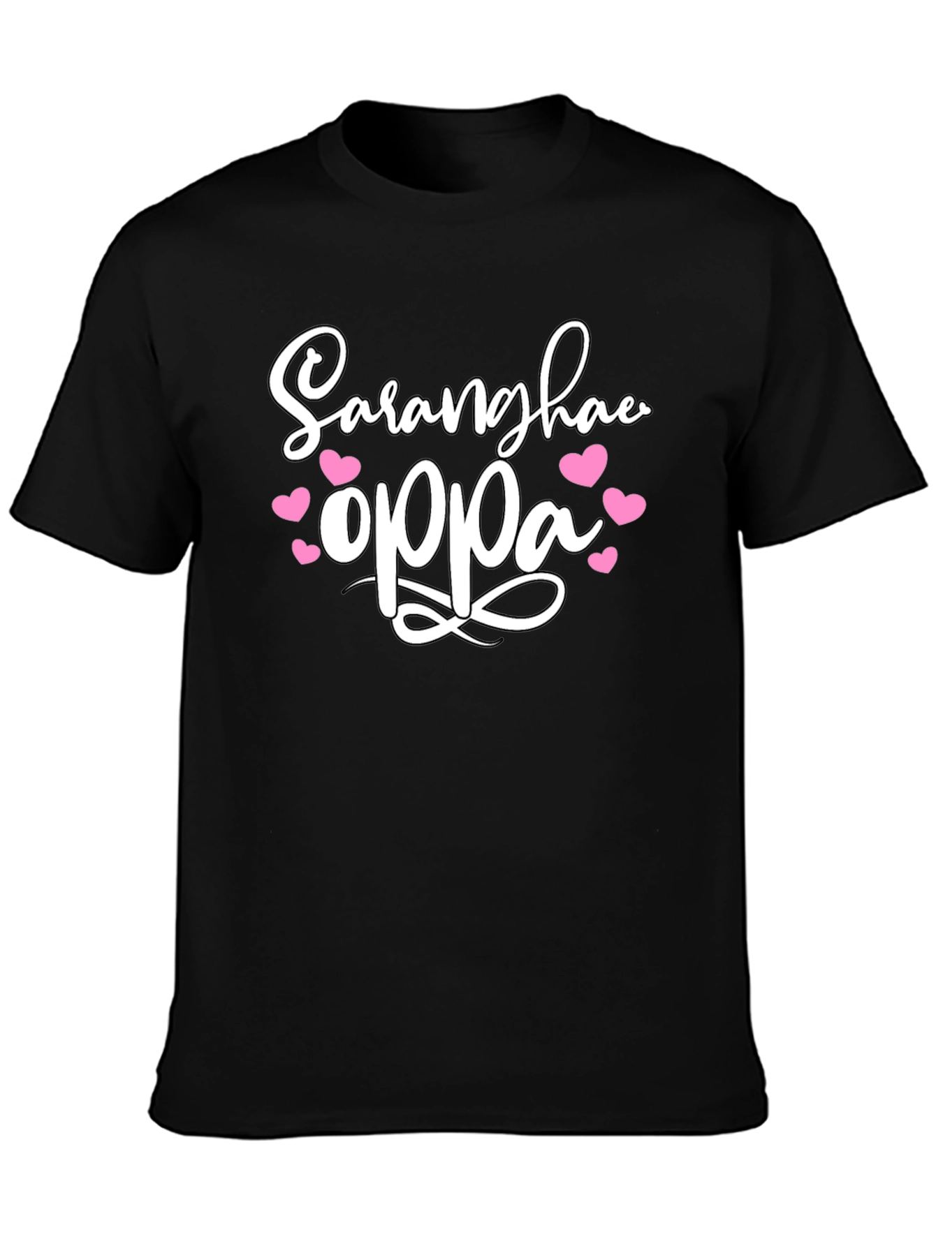 Black Saranghae Oppa T-Shirt: Korean Love Tee view 3