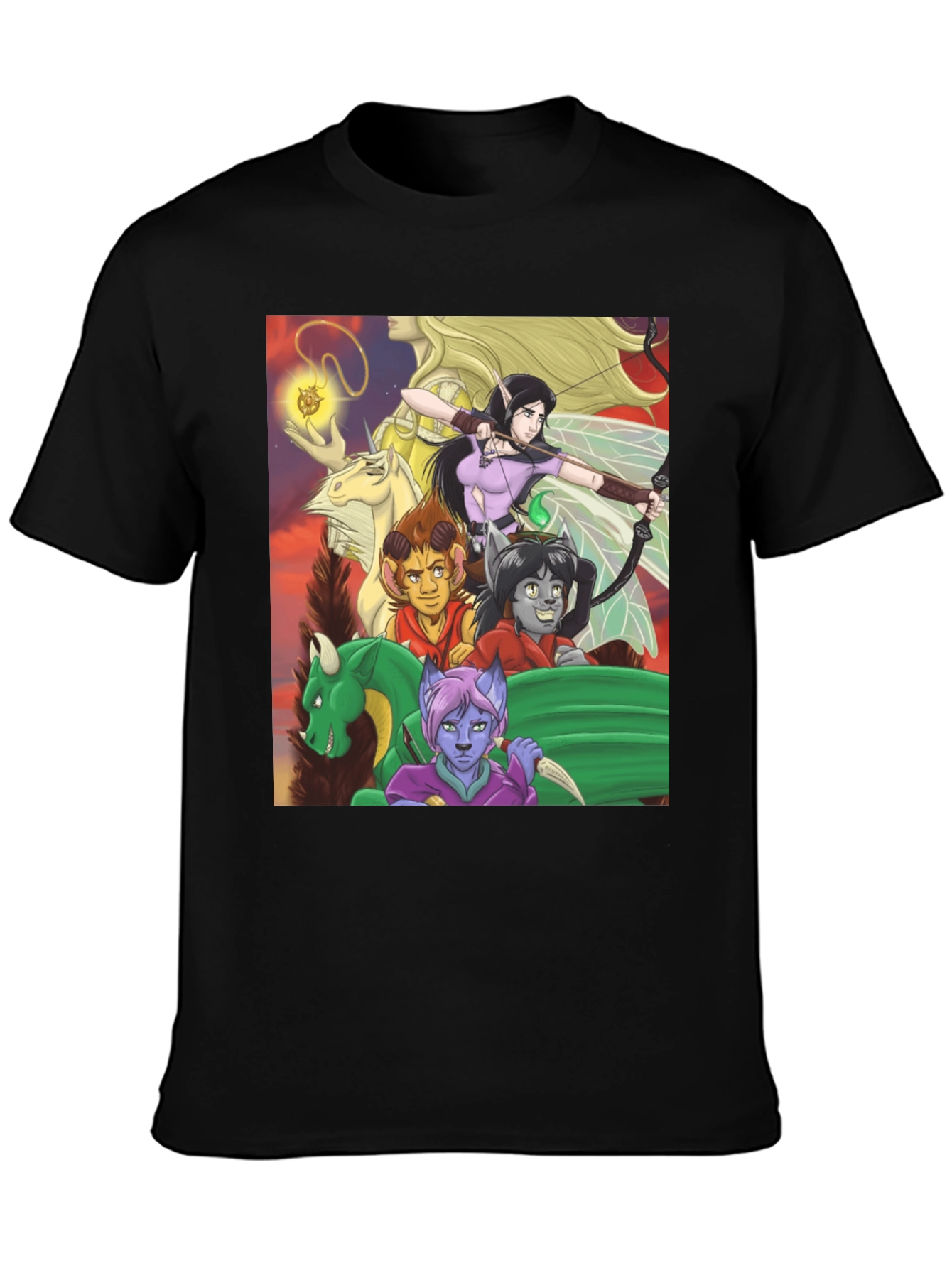 Black Fantasy Character T-Shirt view 3