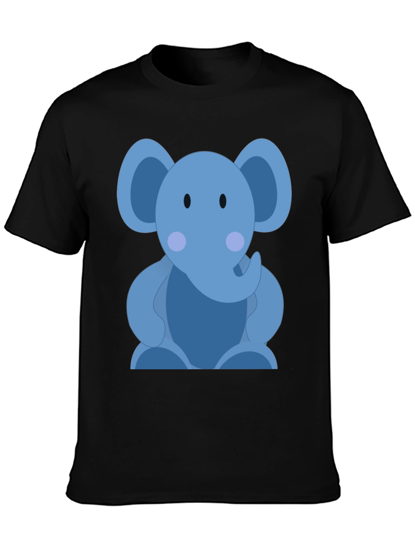 Black Cute Elephant Graphic Print Black T-Shirt view 3