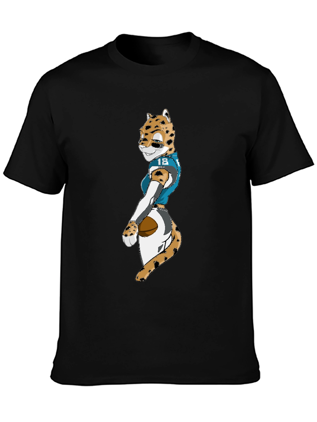Black Black Tee with Jaguar Football Player Graphic view 3