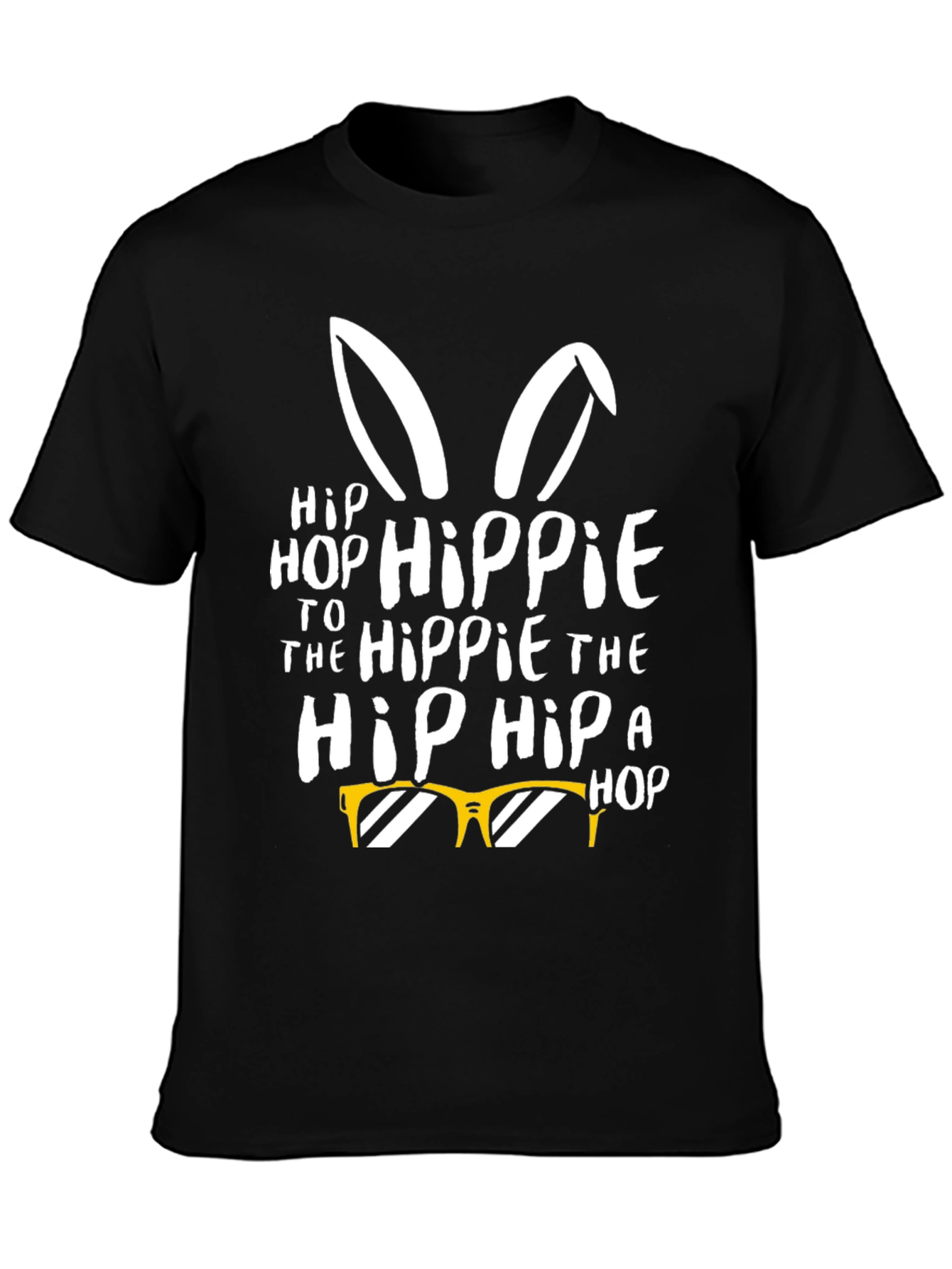 Black Hip Hop Hippie Easter Bunny T-Shirt view 3