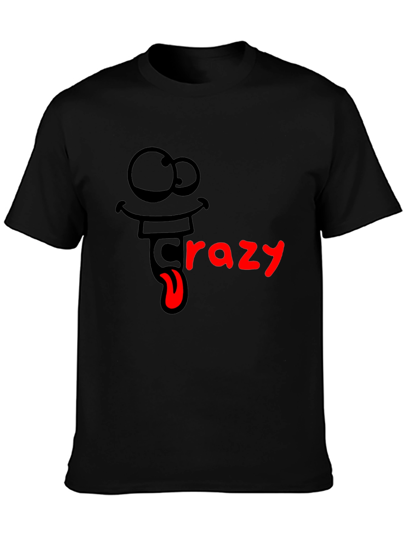 Black Crazy Cartoon Graphic T-Shirt view 3