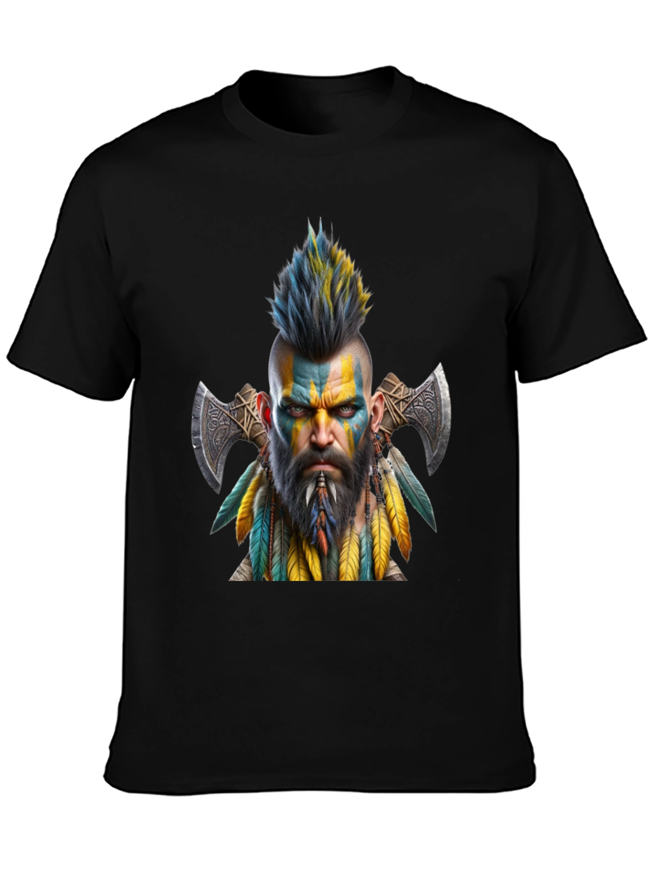 Black Viking Warrior Graphic Tee - Bold & Unique Design view 3