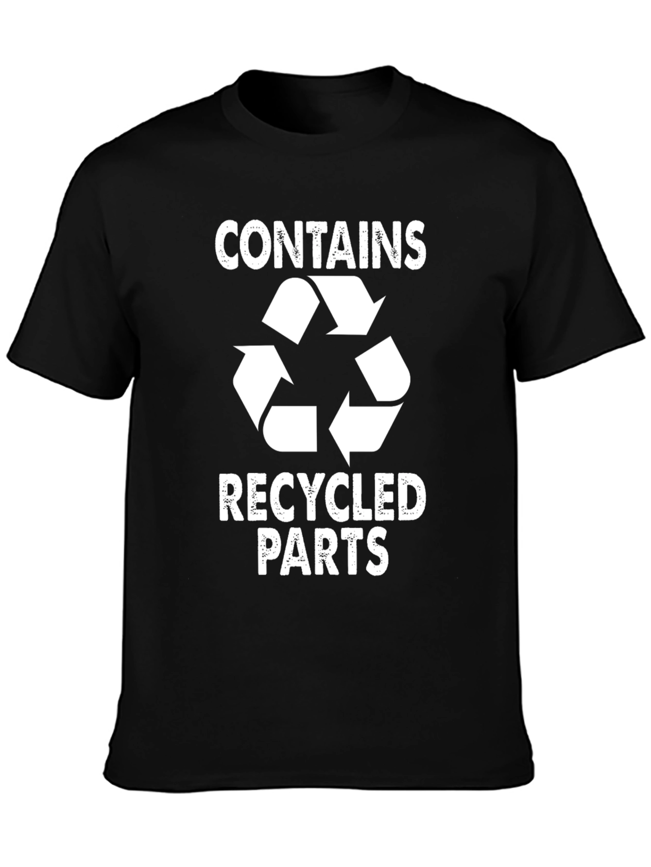 Black Funny Recycled Parts Graphic T-Shirt view 3
