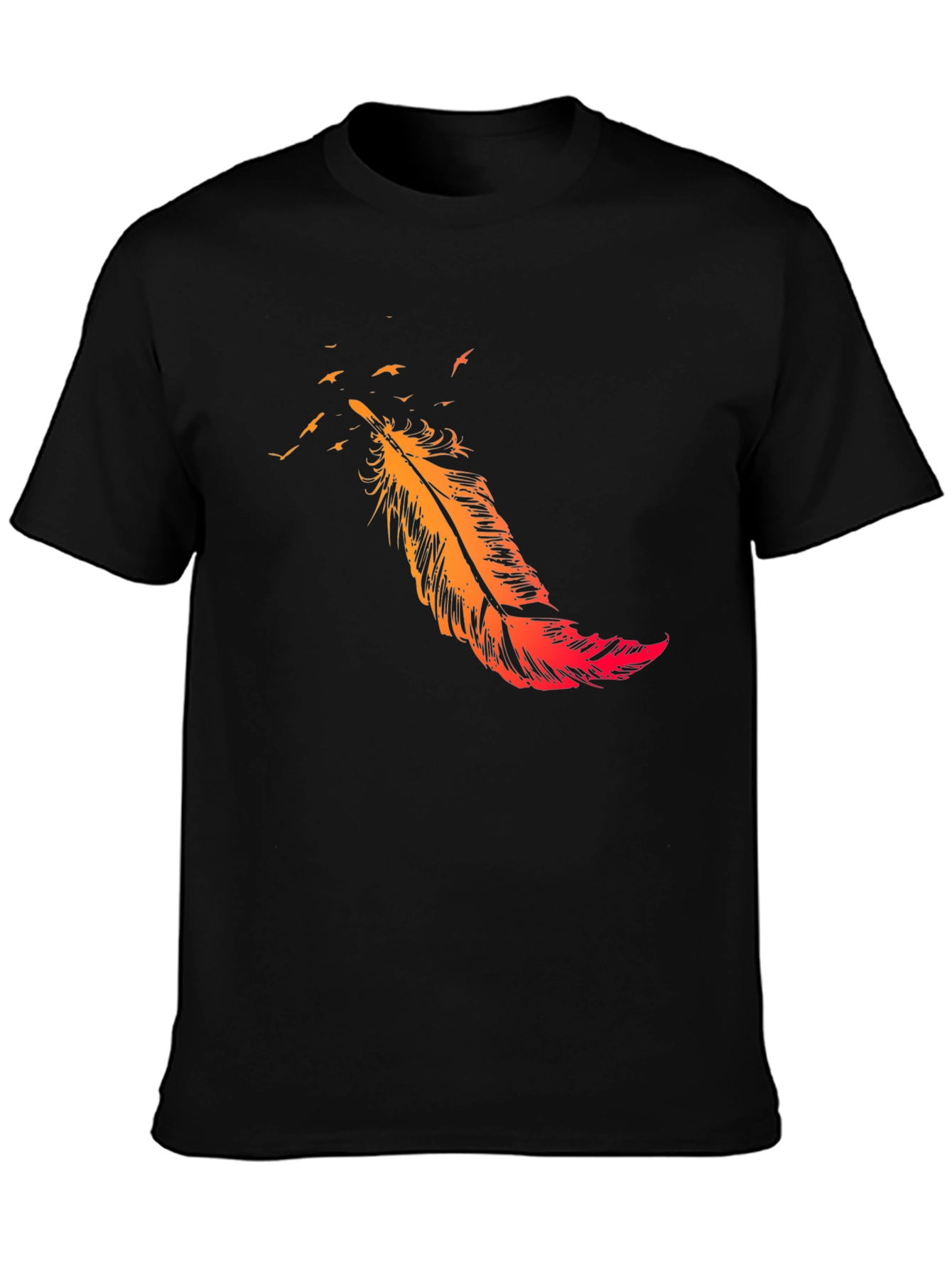 Black Feather Flight Black T-Shirt view 3