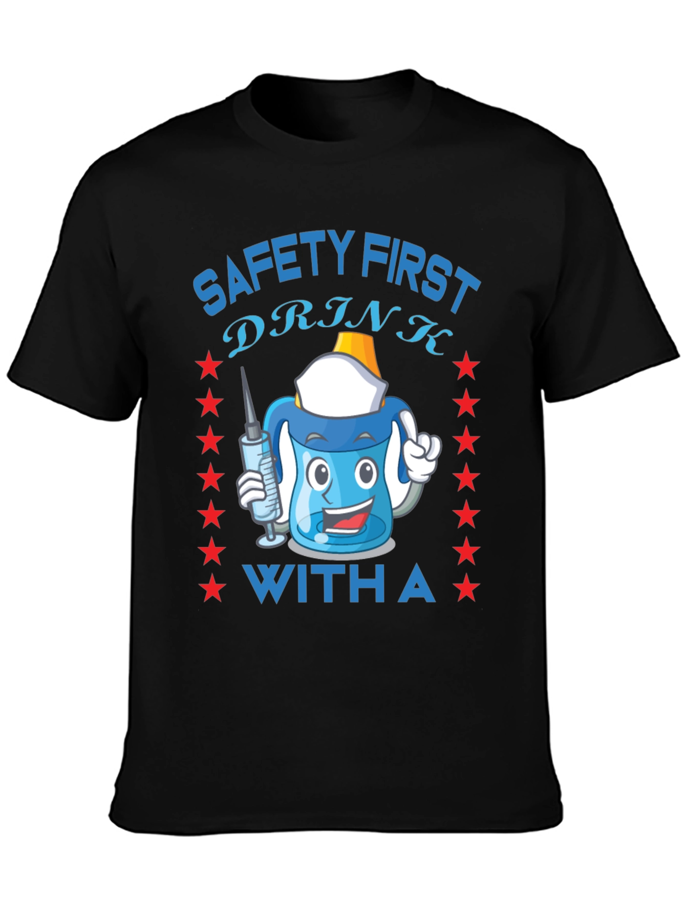 Black Safety First Funny Drinking T-Shirt view 3