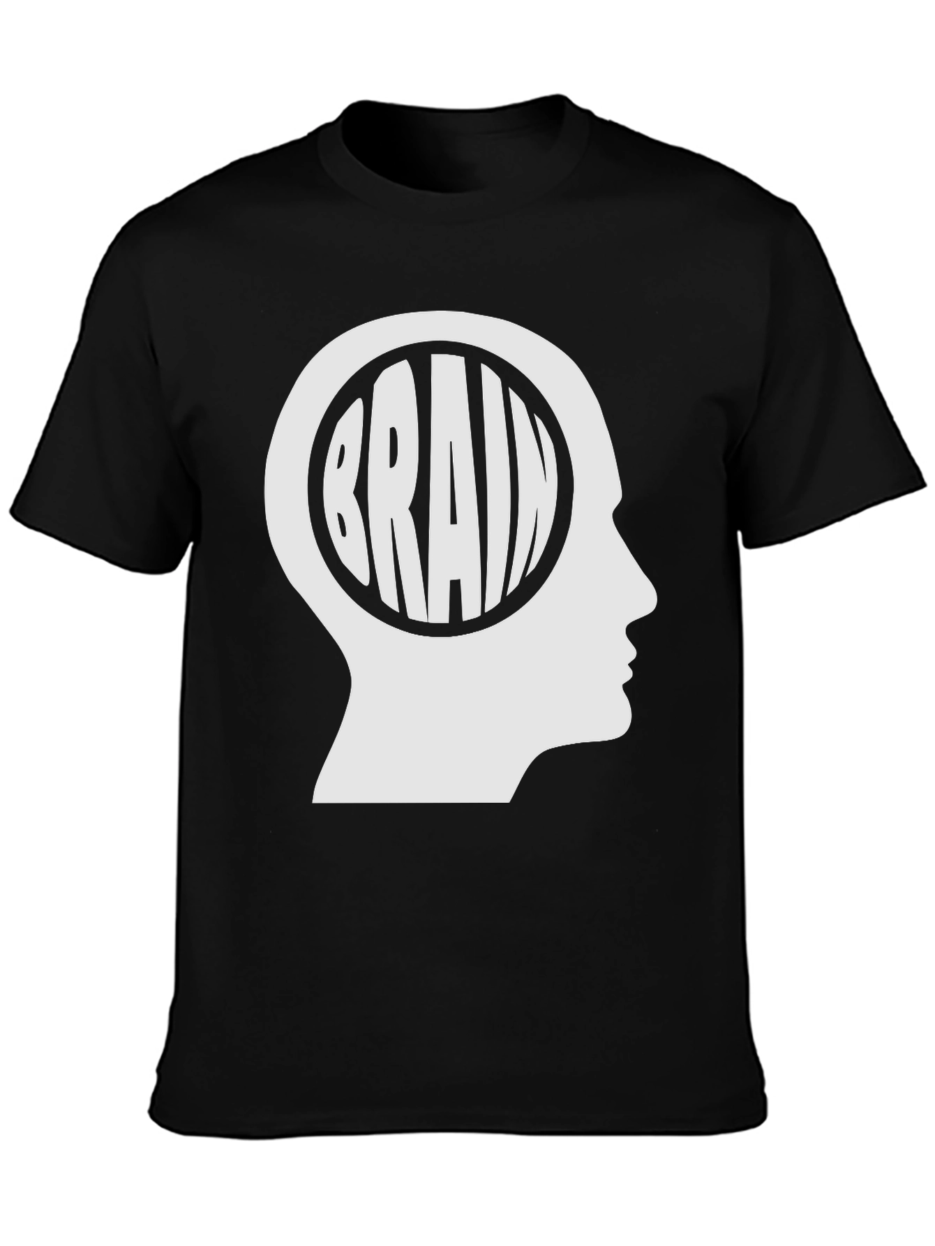 Black Brain Head Graphic T-Shirt - Black Cotton Tee view 3