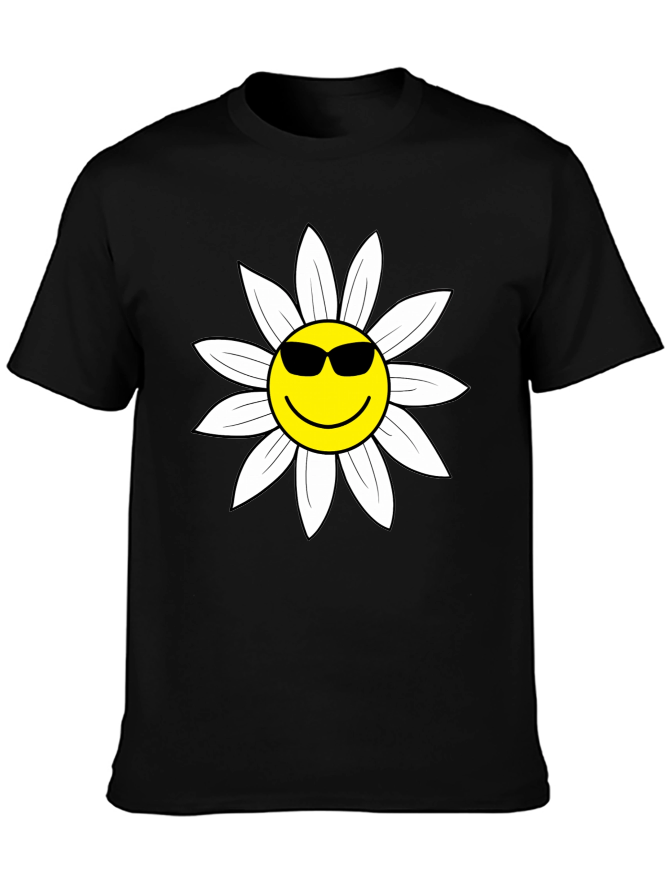 Black Daisy Face Graphic Tee - Black view 3