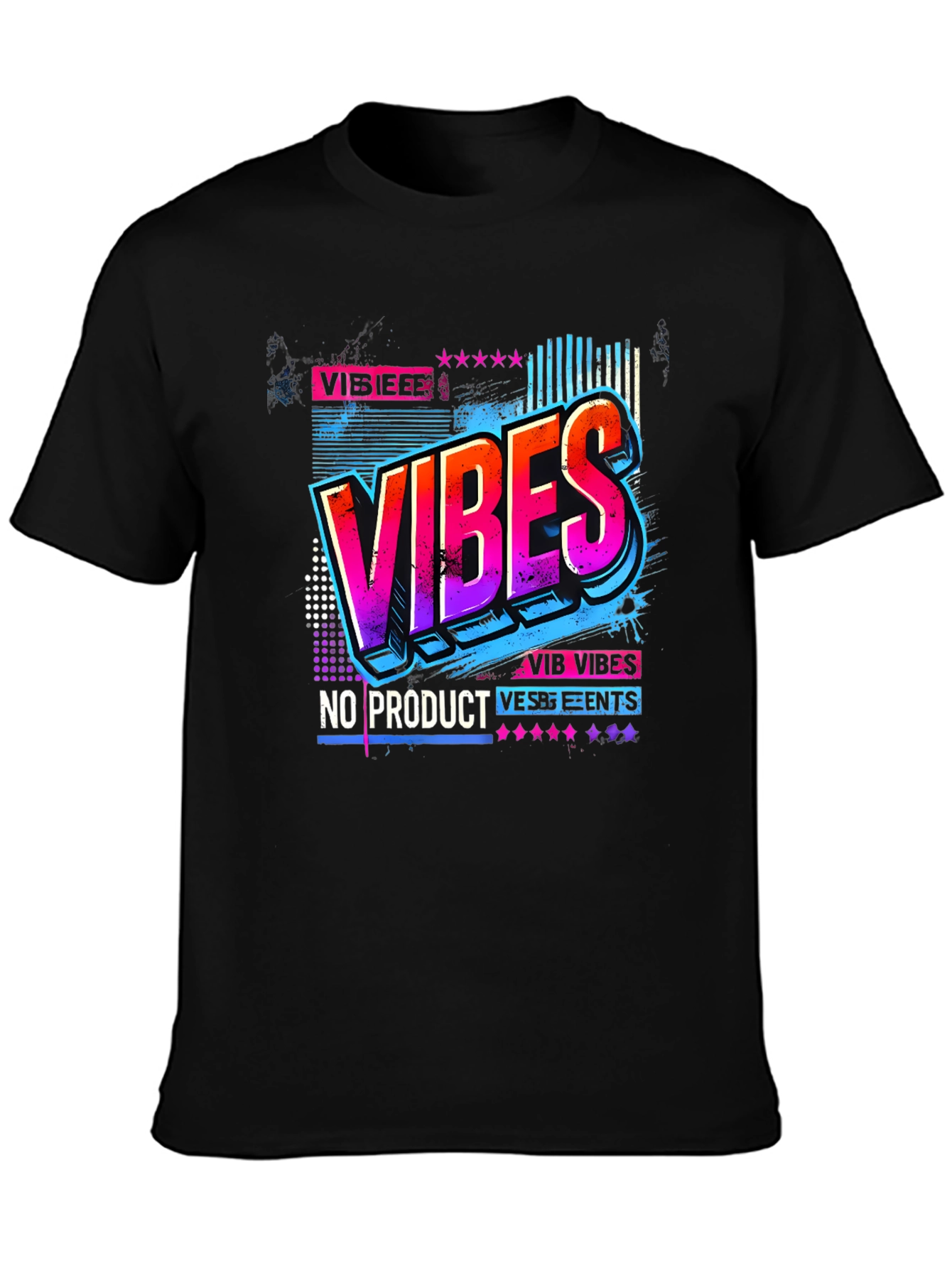 Black Vibes Graphic Tee - Retro Design view 3