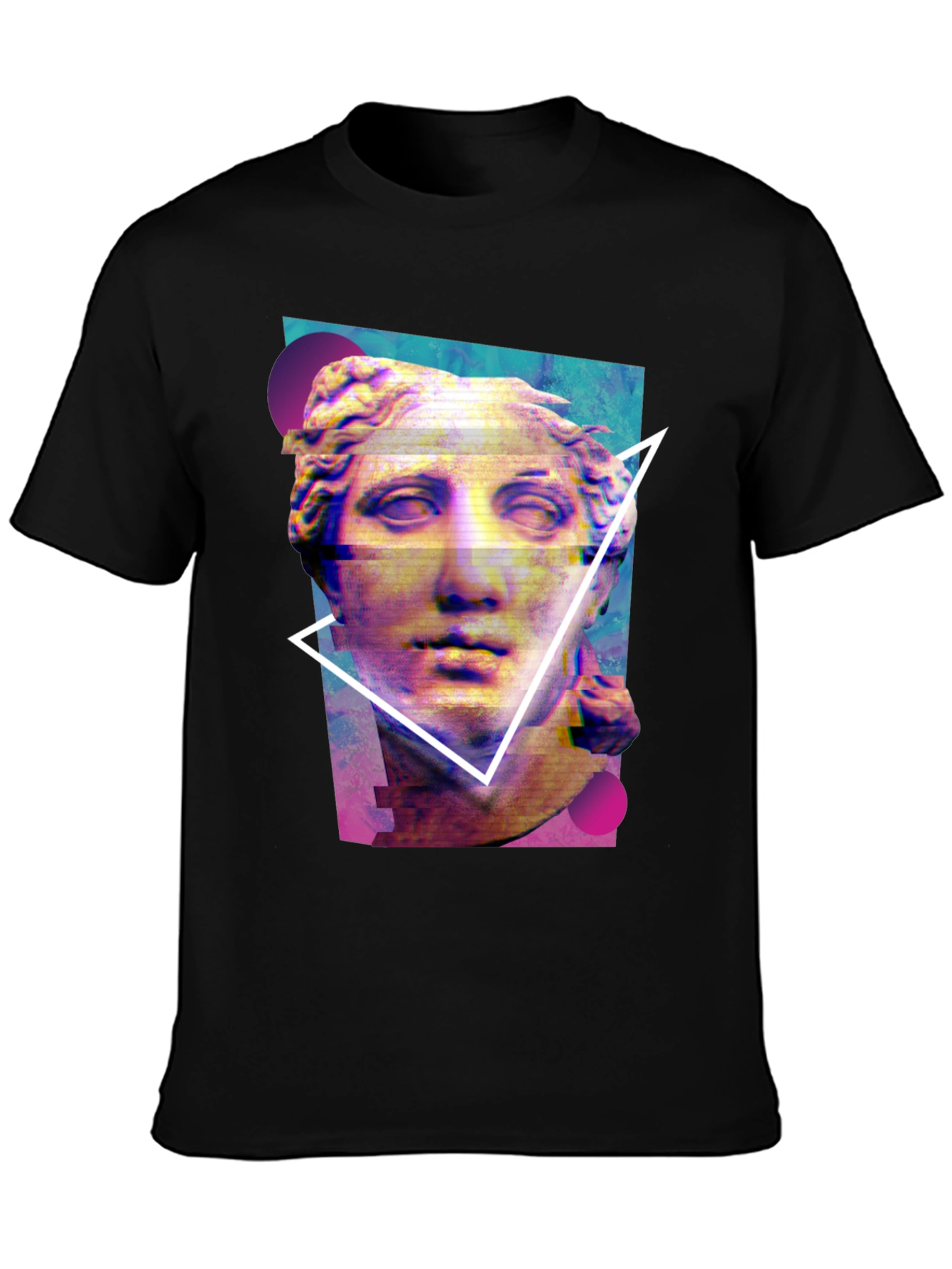 Black Statue Graphic Tee - Artistic Glitch Style view 3
