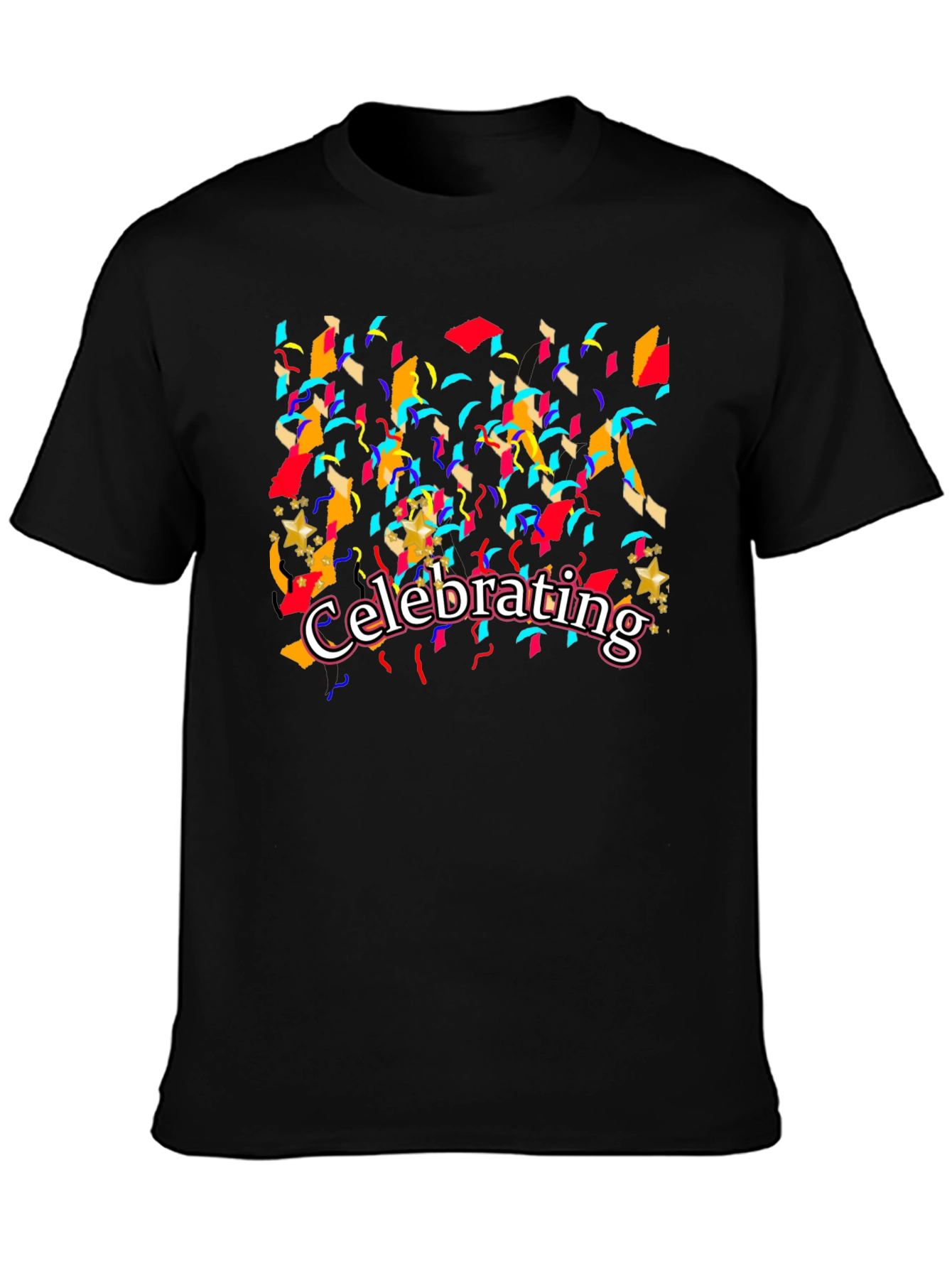 Black Celebrating Graphic T-Shirt - Black Cotton Tee view 3