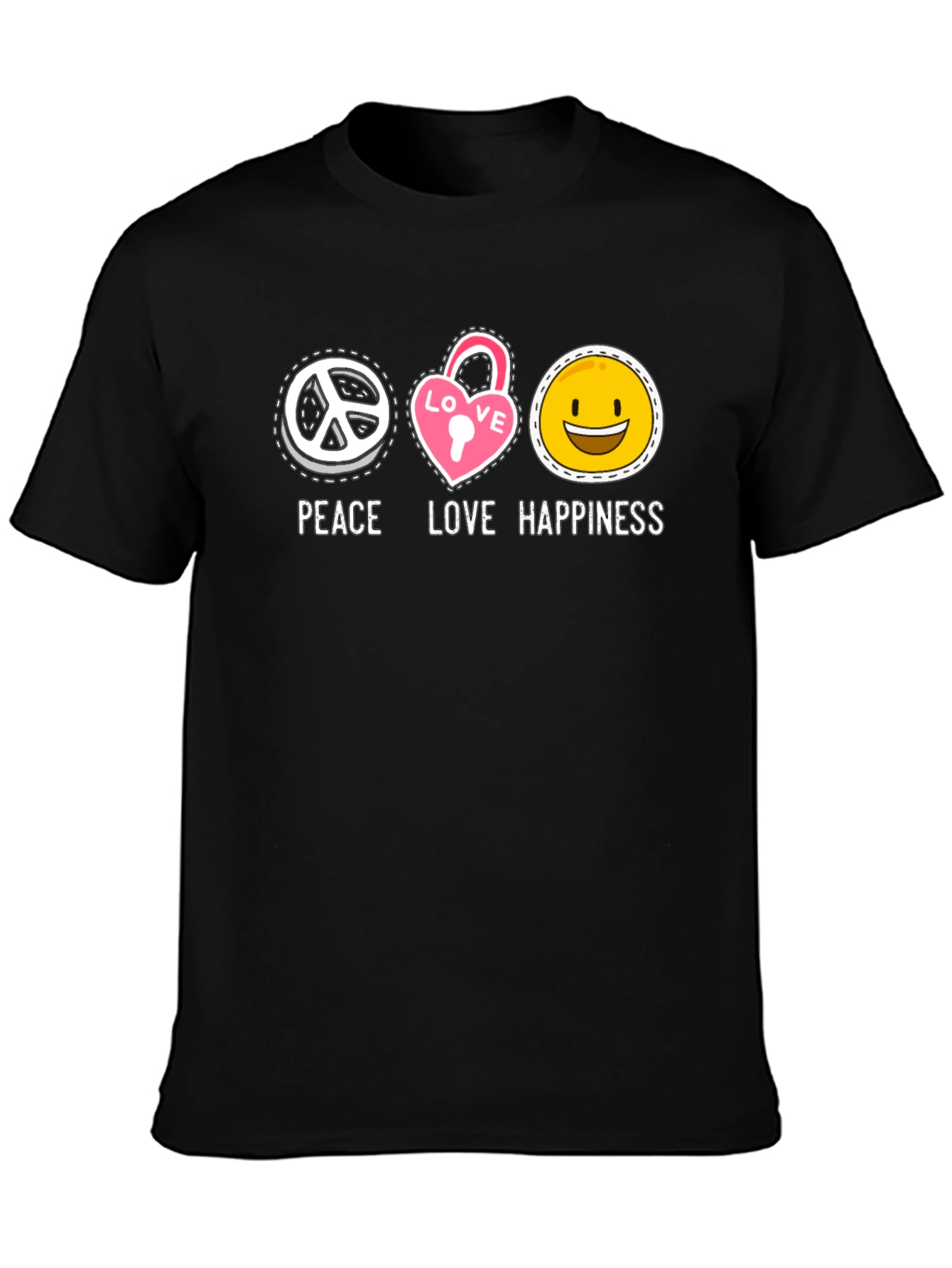 Black Peace Love Happiness Graphic Tee view 3