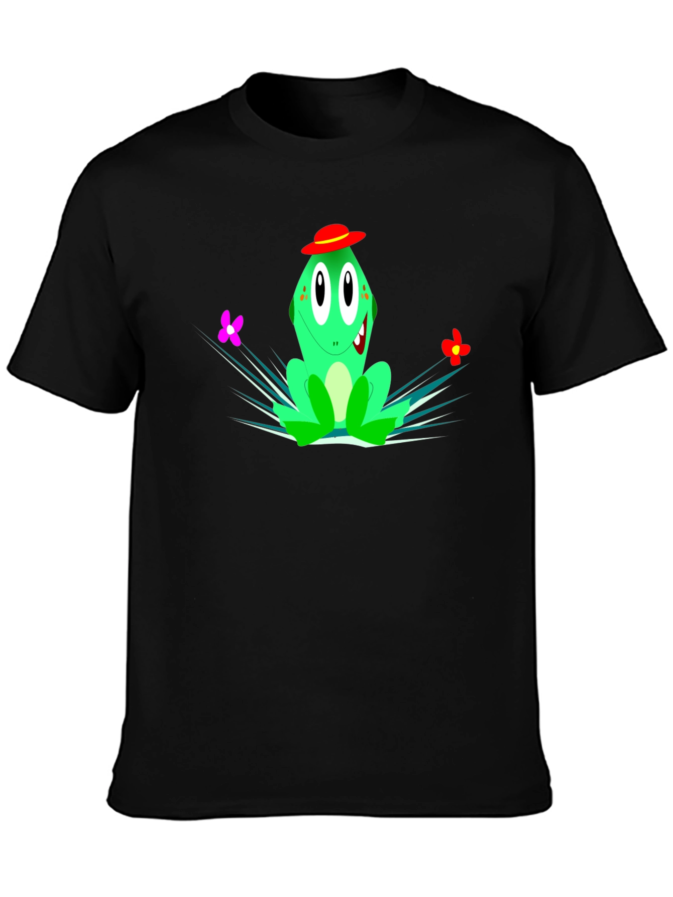 Black Cartoon Frog Graphic Tee - Quirky Style view 3