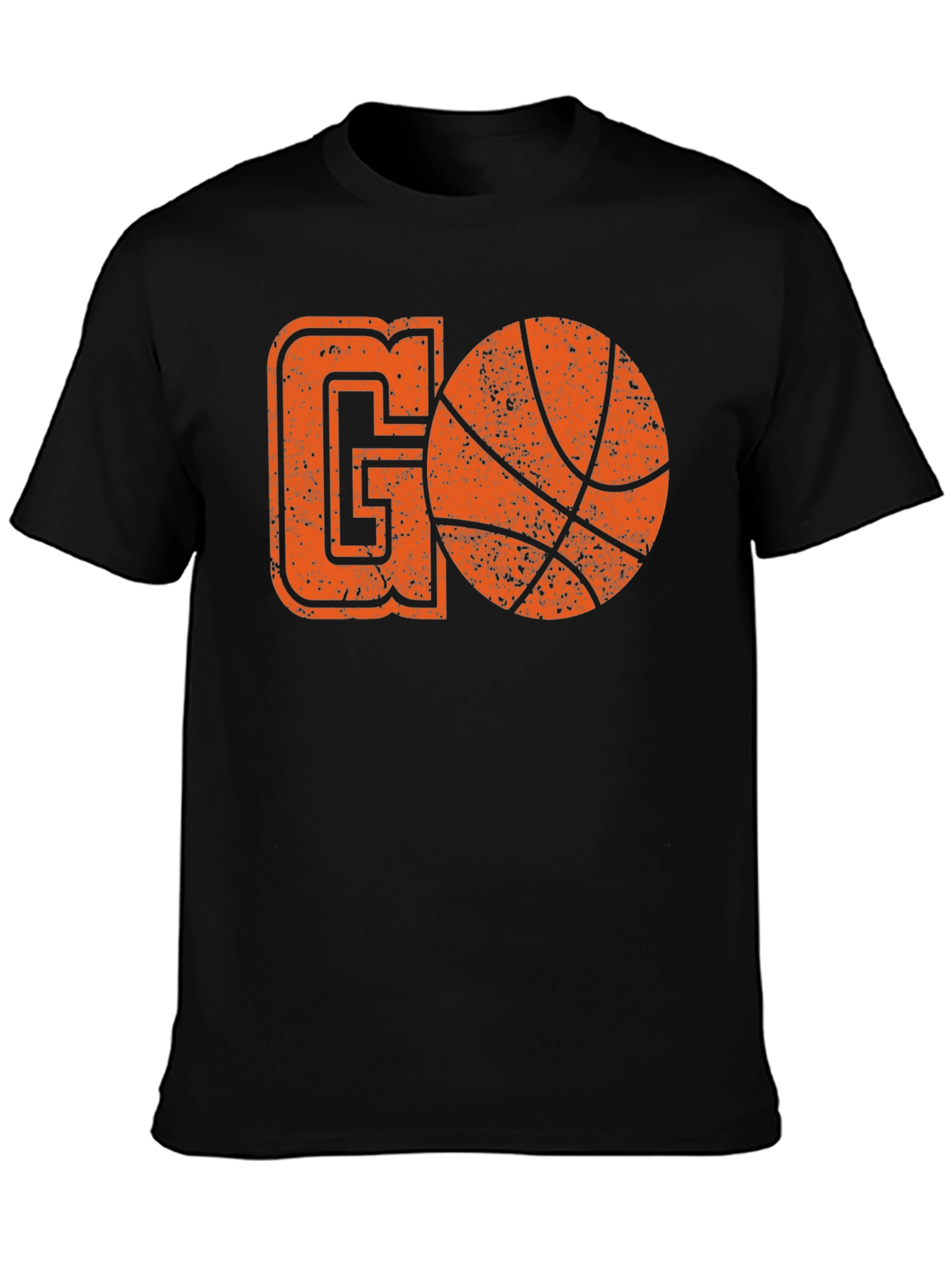 Black Basketball GO T-Shirt - Black Cotton Graphic Tee view 3