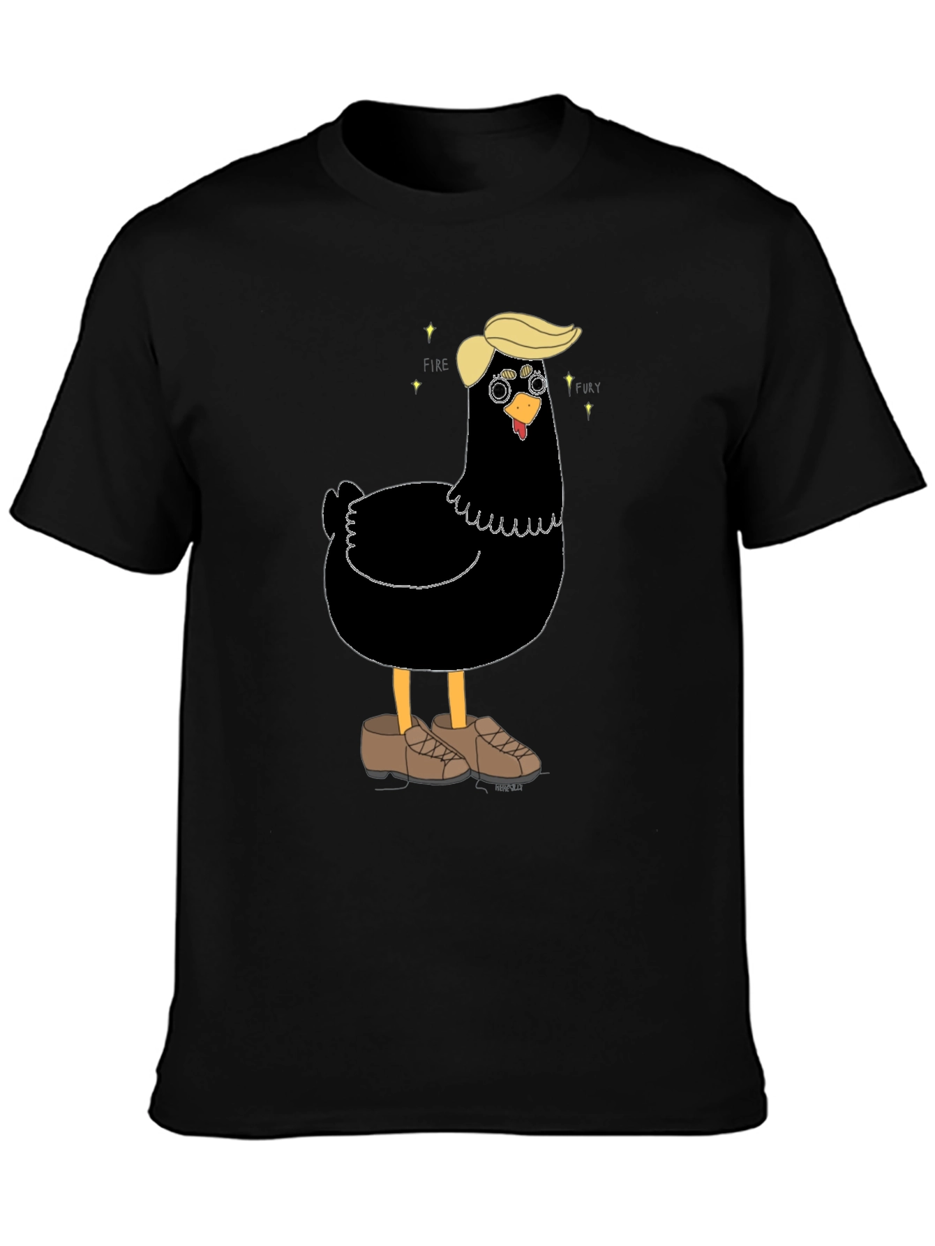 Black Novelty Trump Chicken Graphic Tee - Quirky Fun view 3