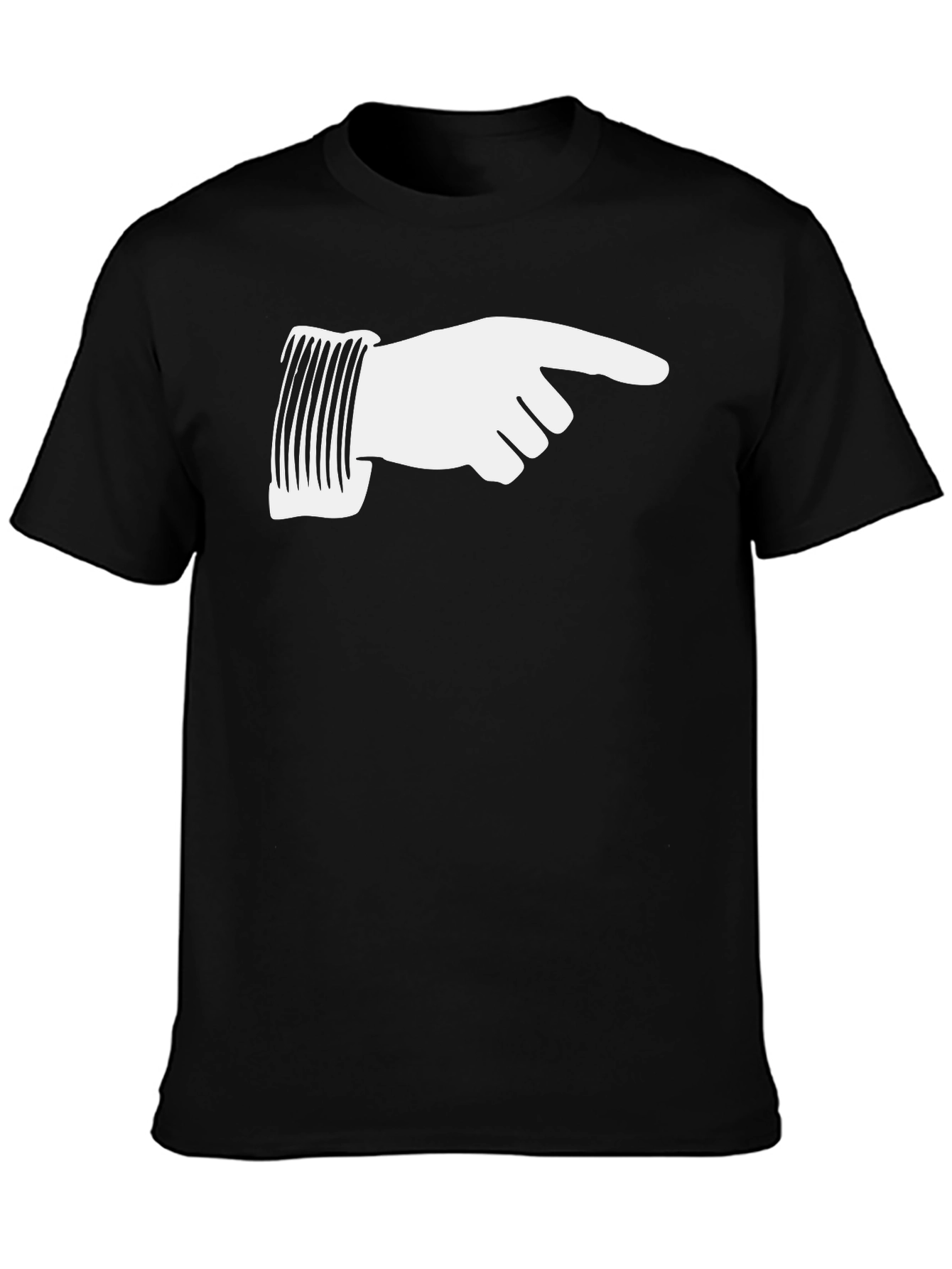 Black Pointing Finger Graphic Tee - Black Cotton T-Shirt view 3