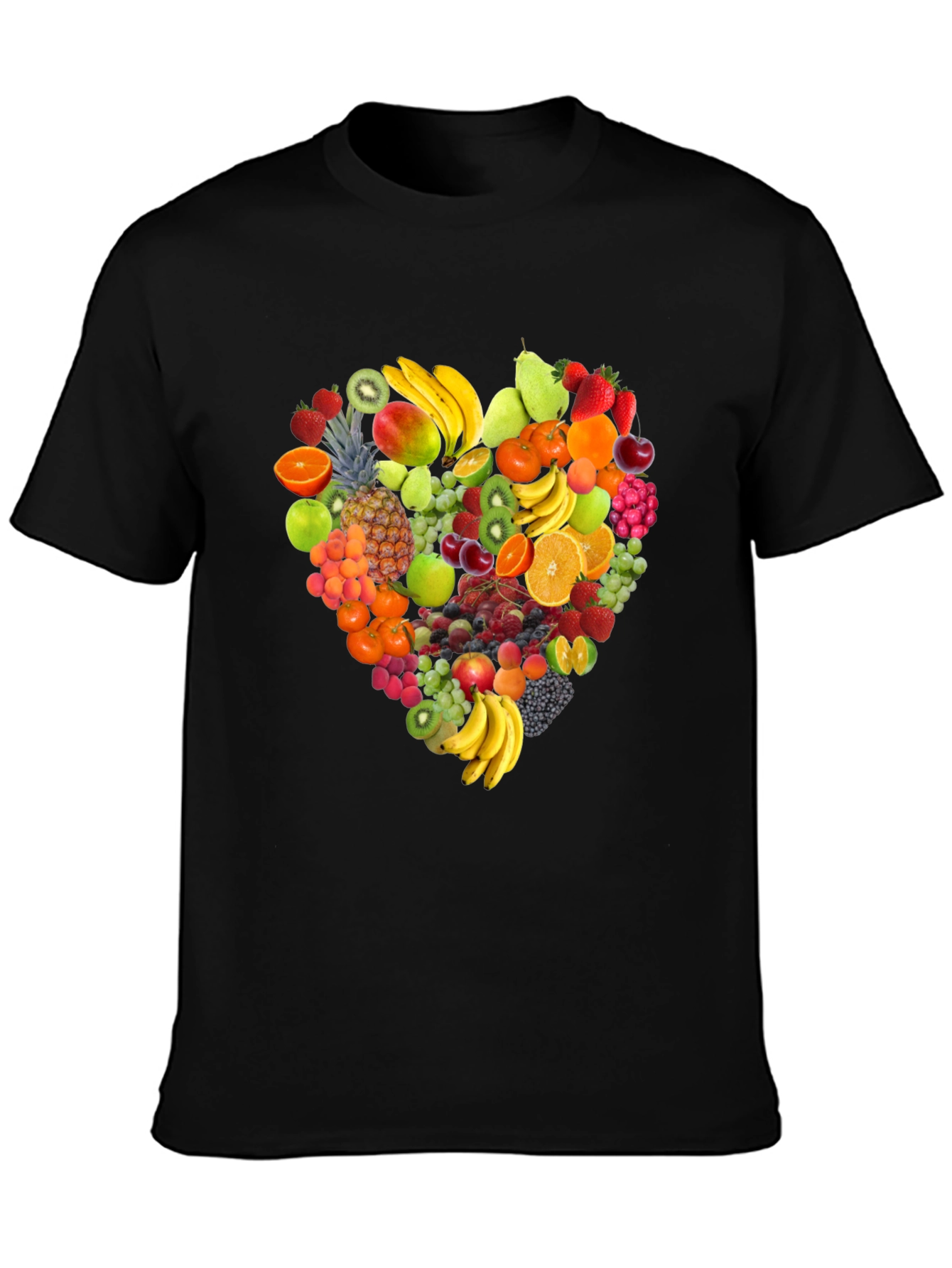 Fruit Heart Graphic Black T-Shirt - 3