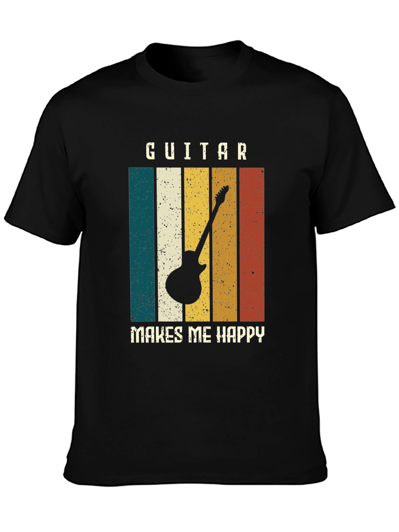 Black Guitar Makes Me Happy Graphic T-Shirt view 3