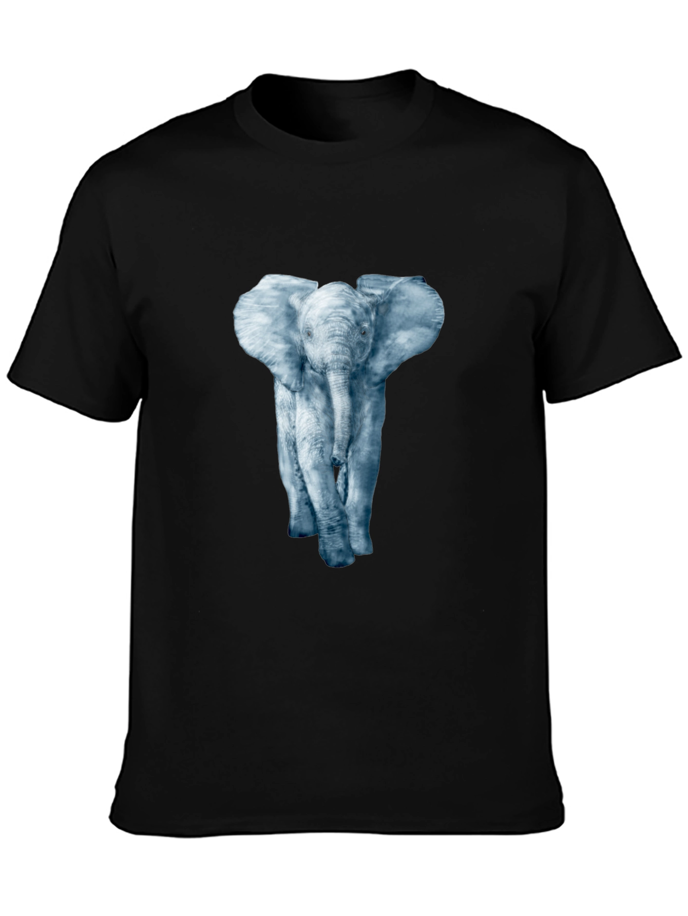 Black Elephant Print Crew Neck T-Shirt view 3