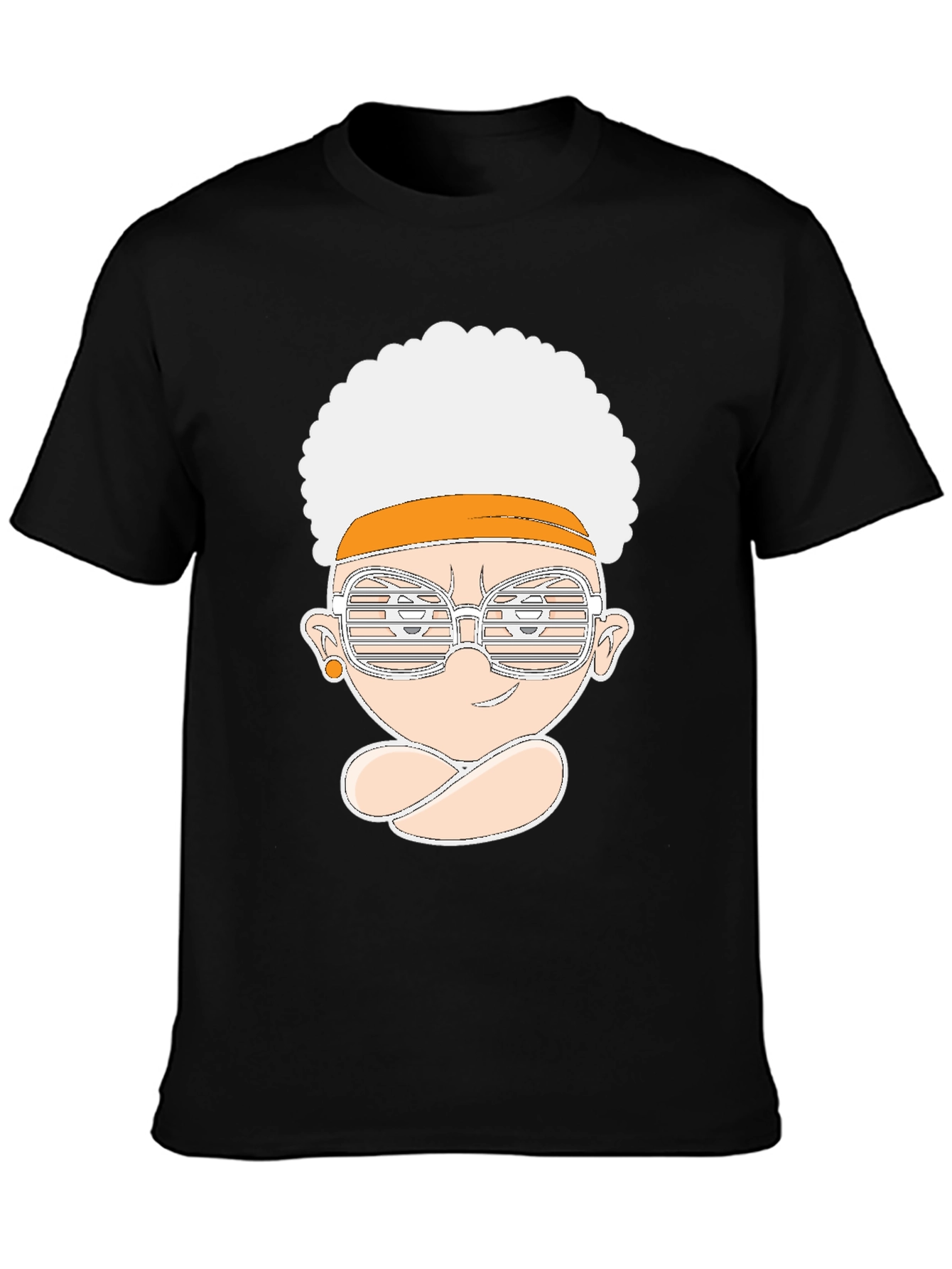 Black Funky Afro Cartoon Tee view 3