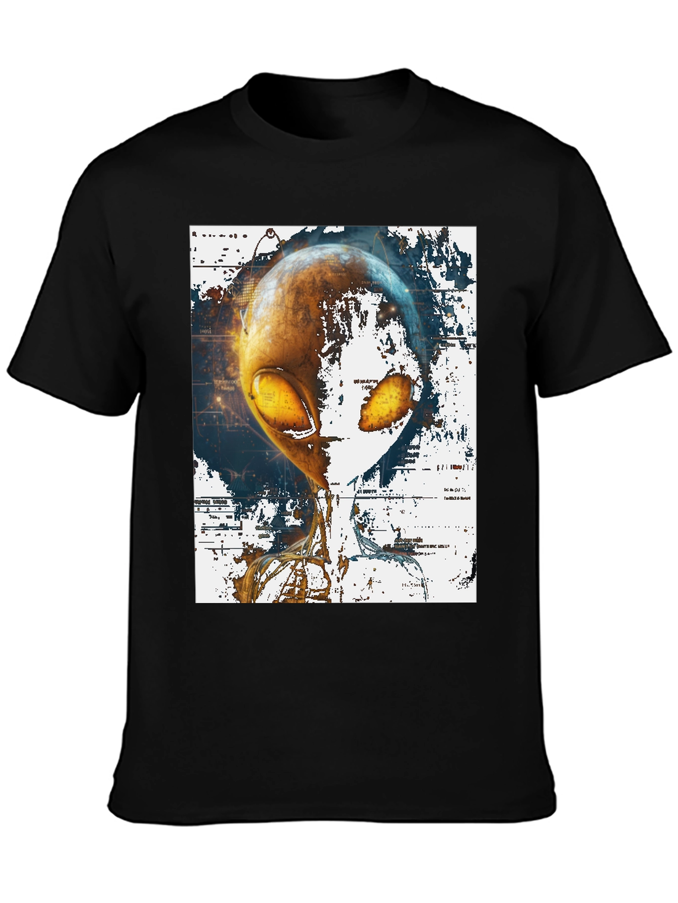 Black Alien Graphic Print T-Shirt - Sci-Fi Streetwear view 3
