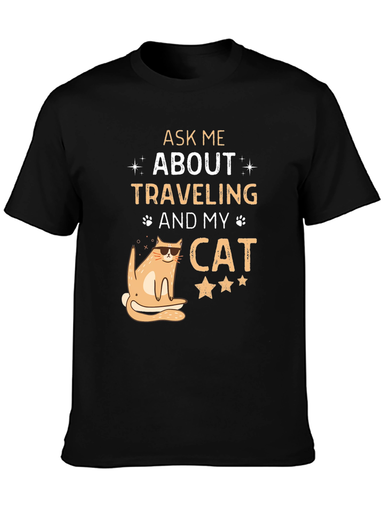 Black Ask Me About Traveling and My Cat T-Shirt view 3