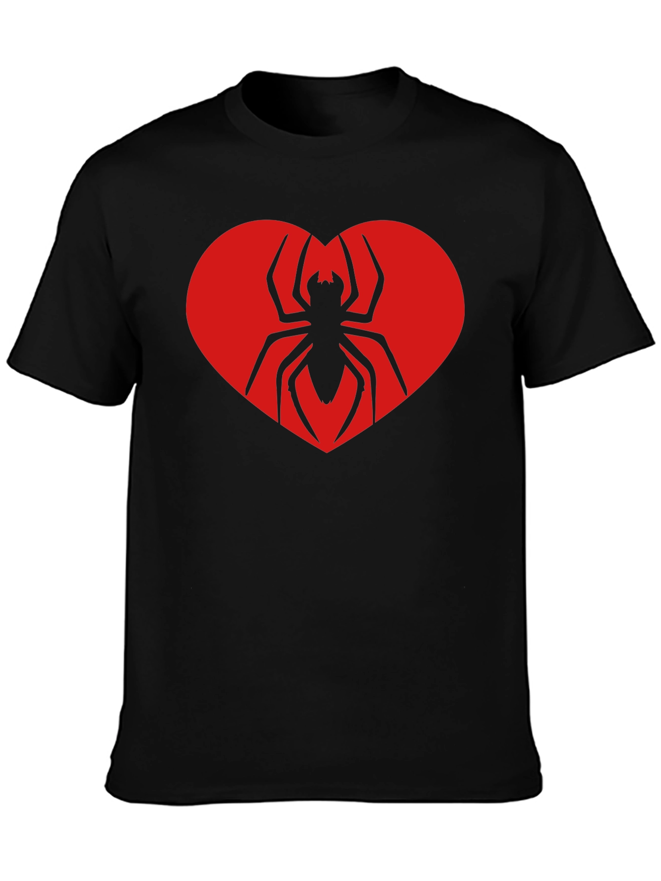 Black Spider Heart Graphic Tee - Black Cotton T-Shirt view 3