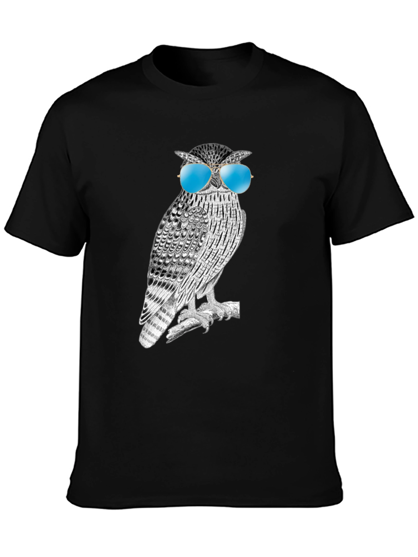 Black Cool Owl Graphic T-Shirt - Black view 3