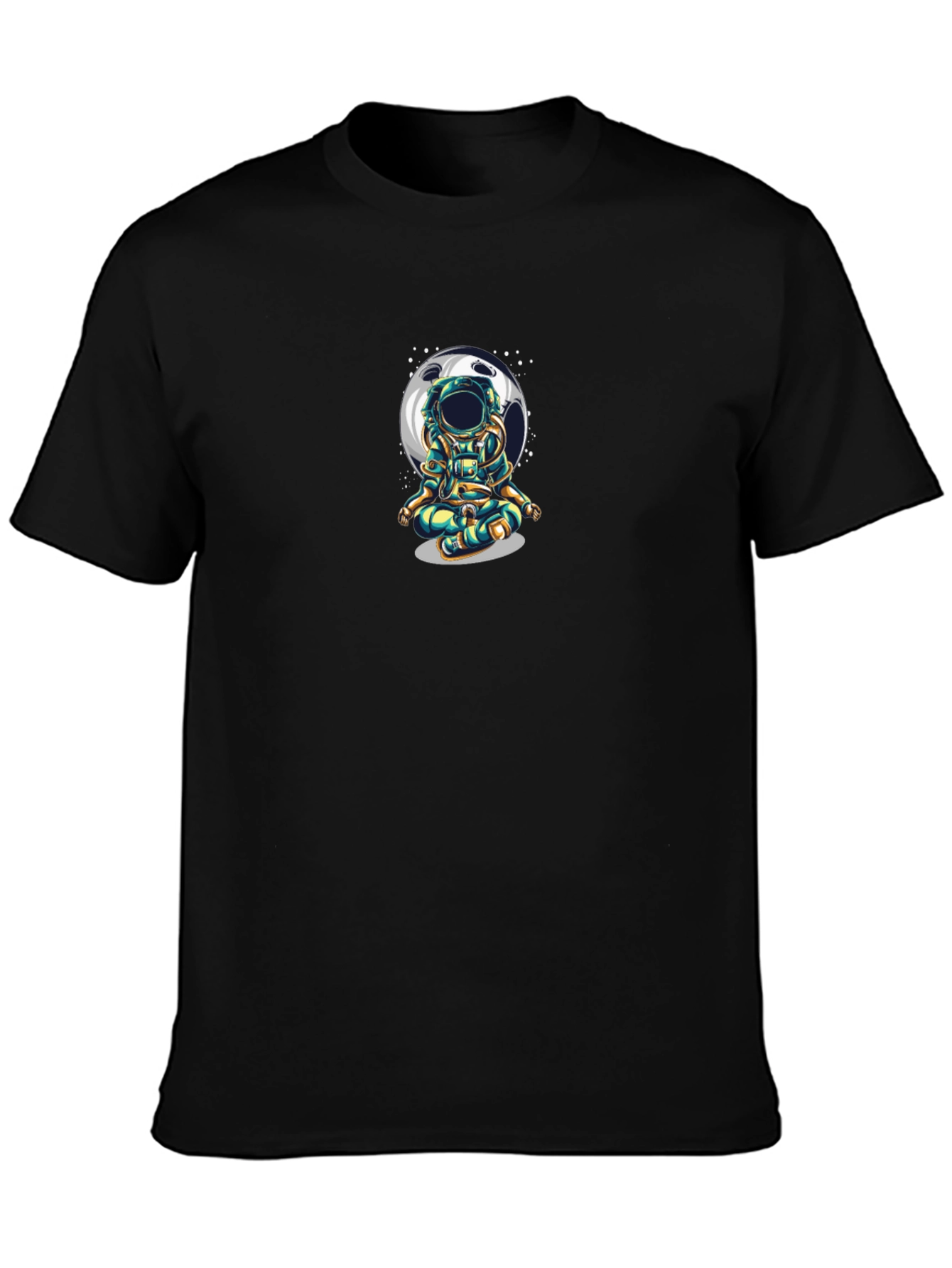 Black Astronaut Meditating Moon T-Shirt - Black view 3