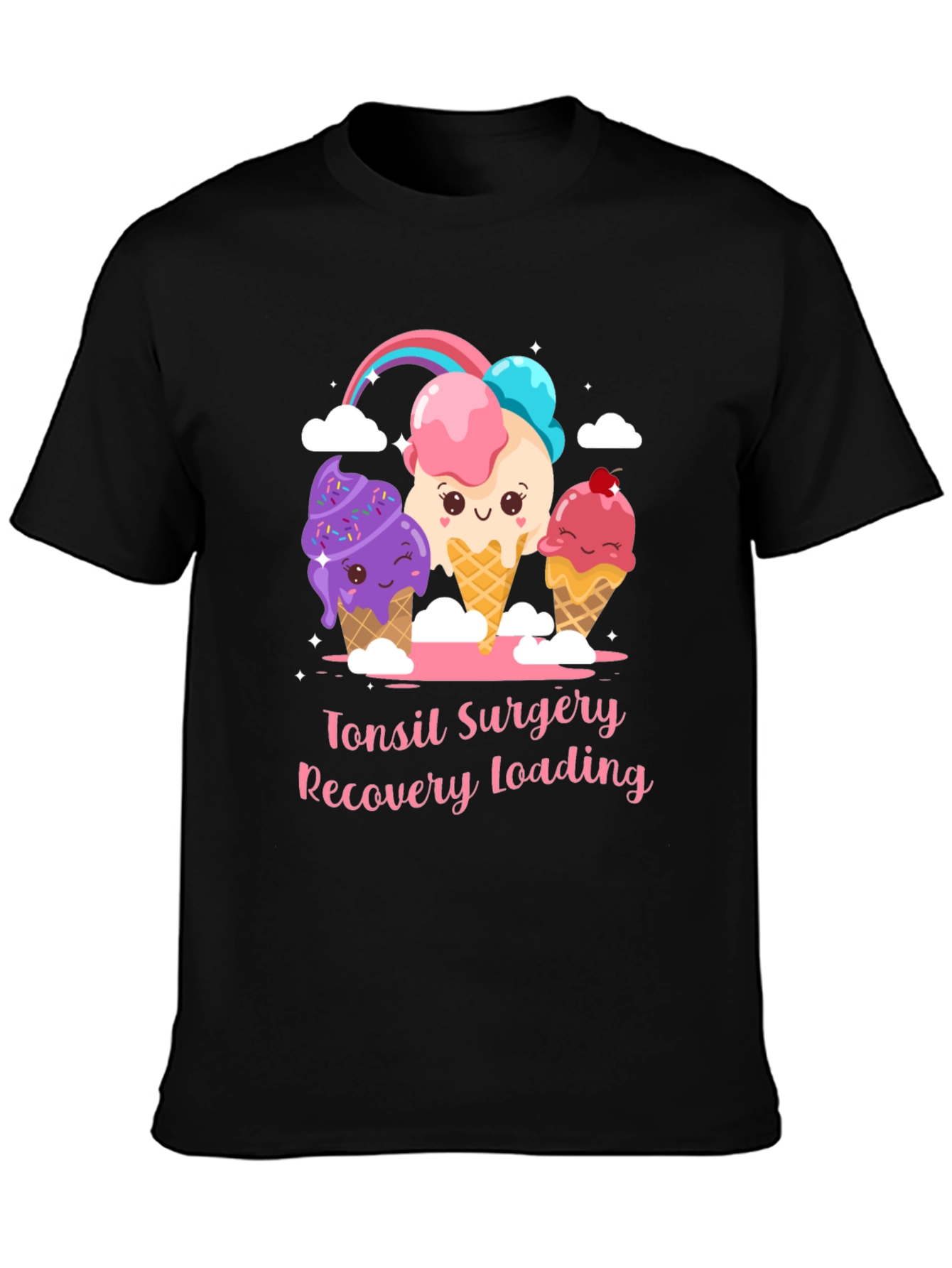 Black Tonsil Surgery Recovery Ice Cream T-Shirt view 3
