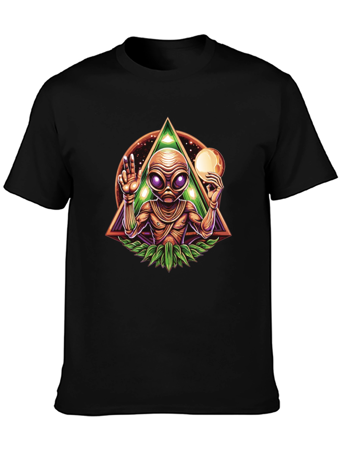 Black Alien Graphic Tee - Third Eye Design T-Shirt view 3