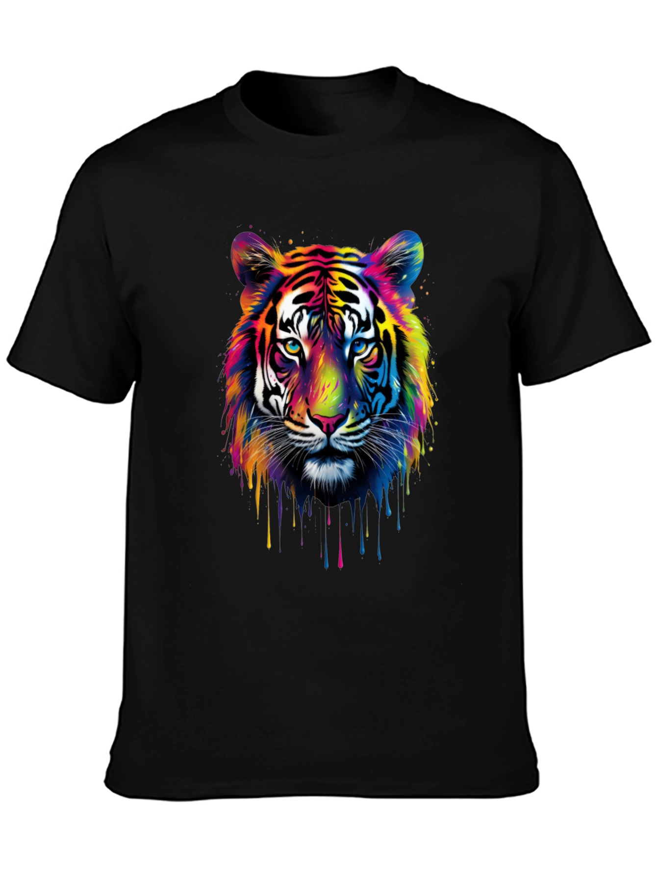 Black Colorful Tiger Graphic T-Shirt view 3