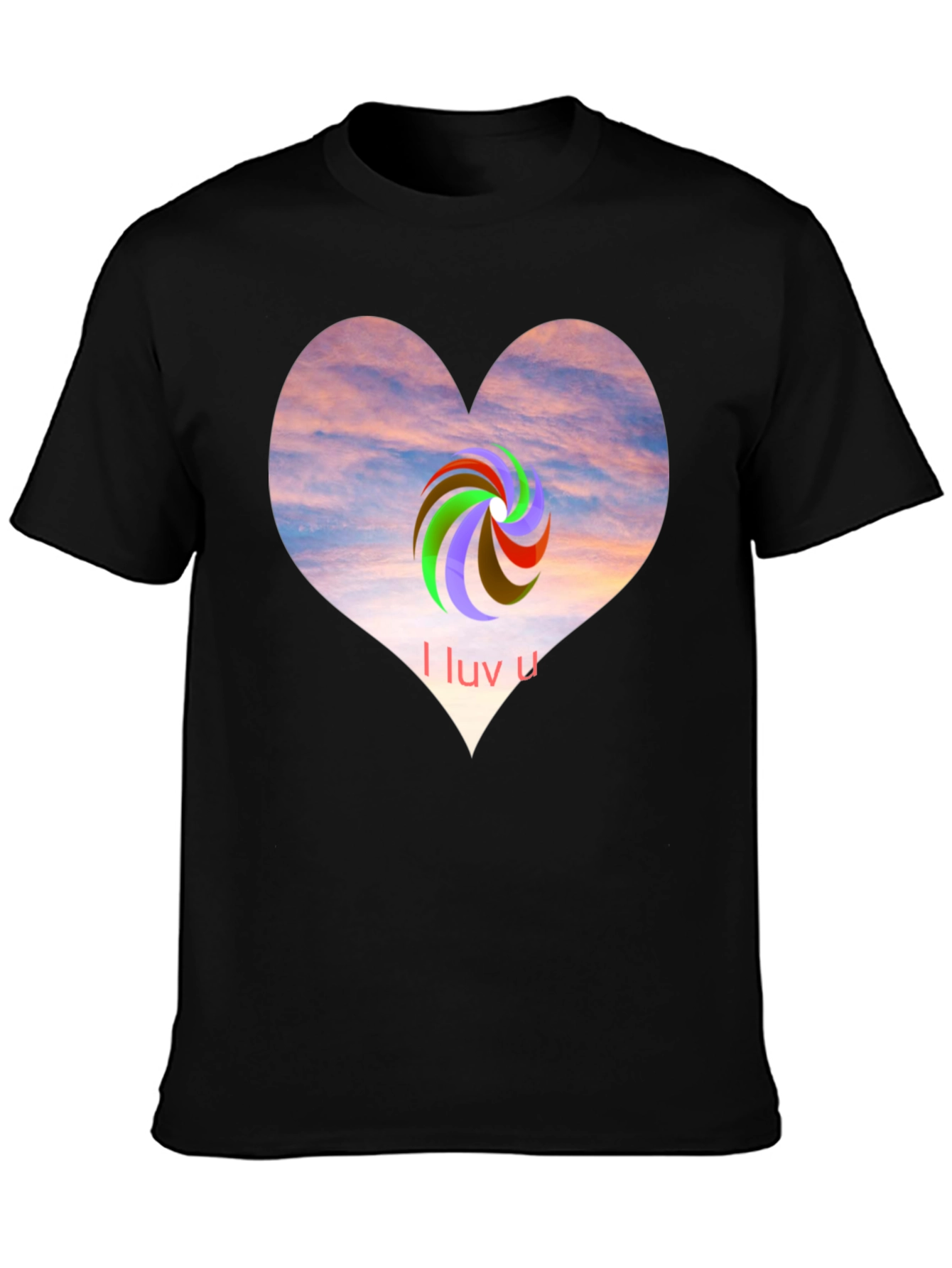 Black I Luv U Heart Graphic Tee - Casual Style view 3