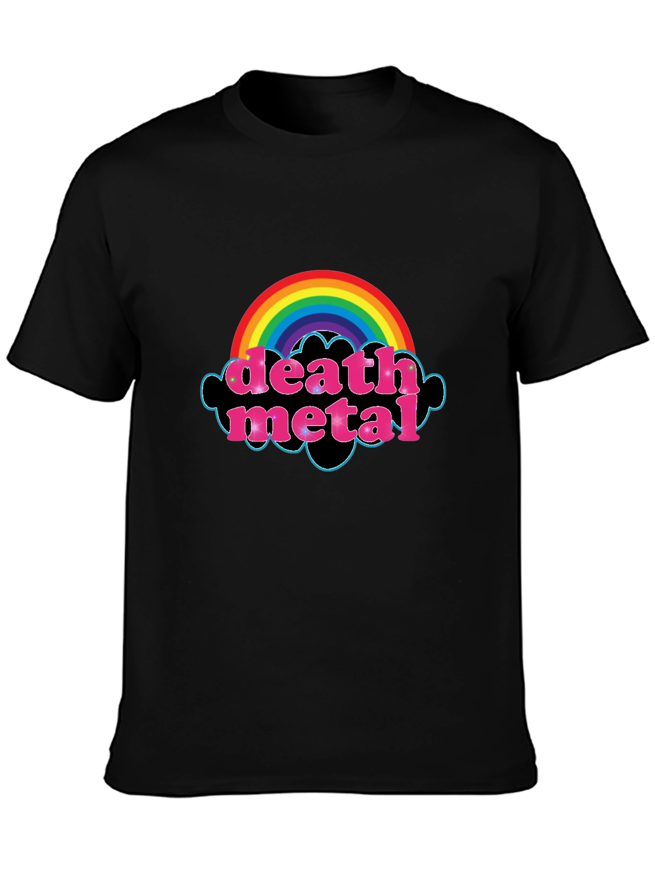 Black Death Metal Rainbow T-Shirt - Black Graphic Tee view 3