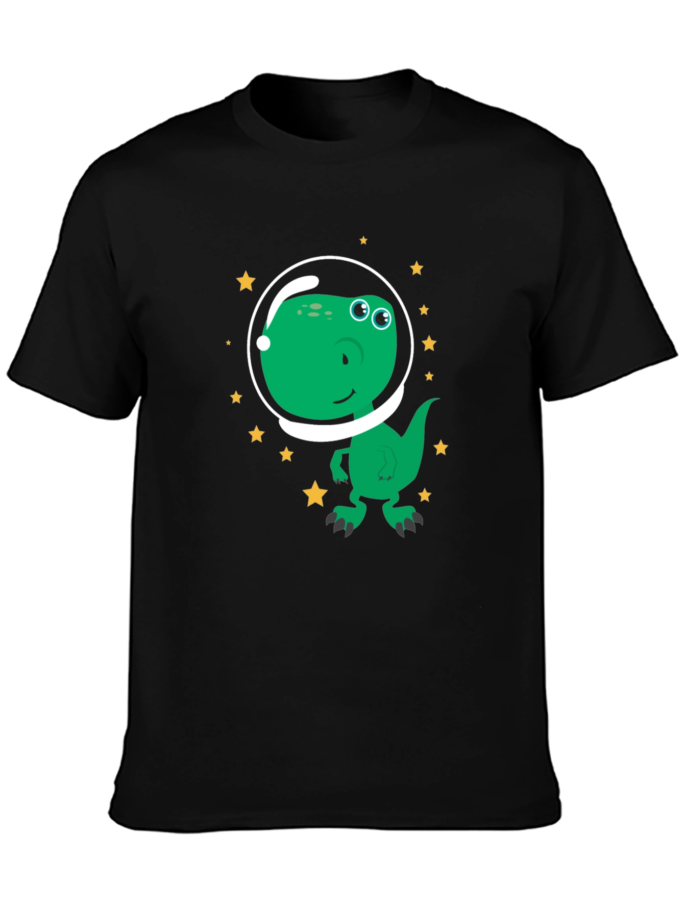 Dino Astronaut Graphic Tee - Black Cotton T-Shirt - 3