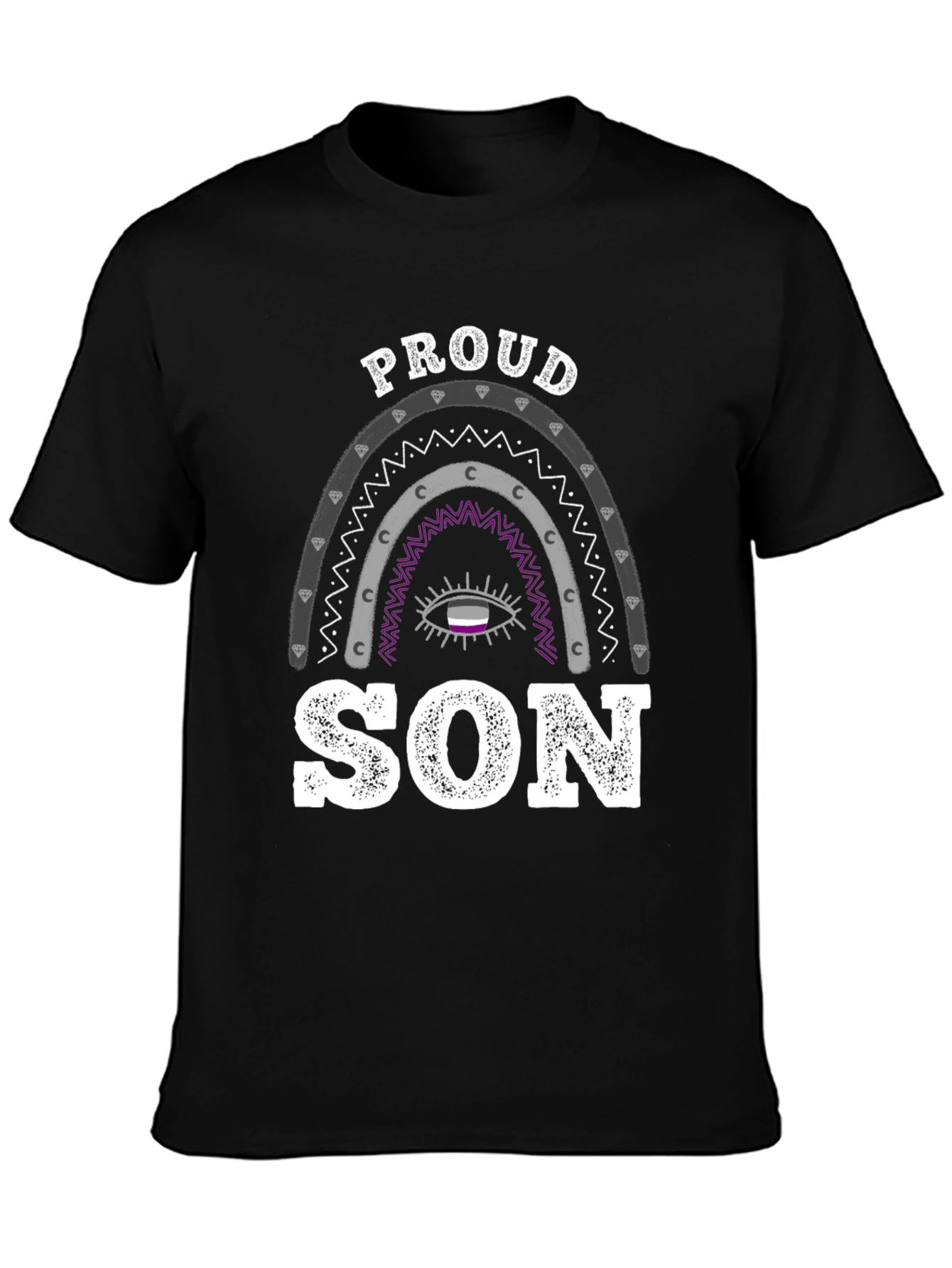 Black Proud Son Asexual Pride T-Shirt view 3
