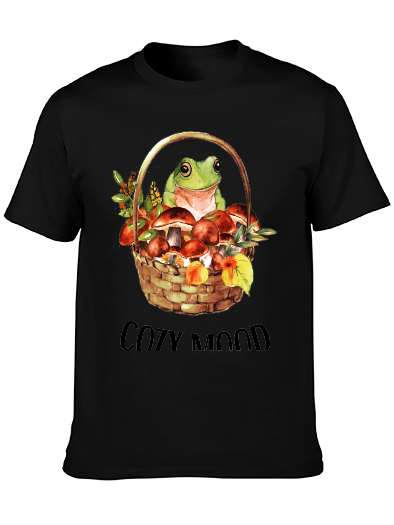 Cozy Mood Frog & Mushroom Basket Graphic Tee - 3