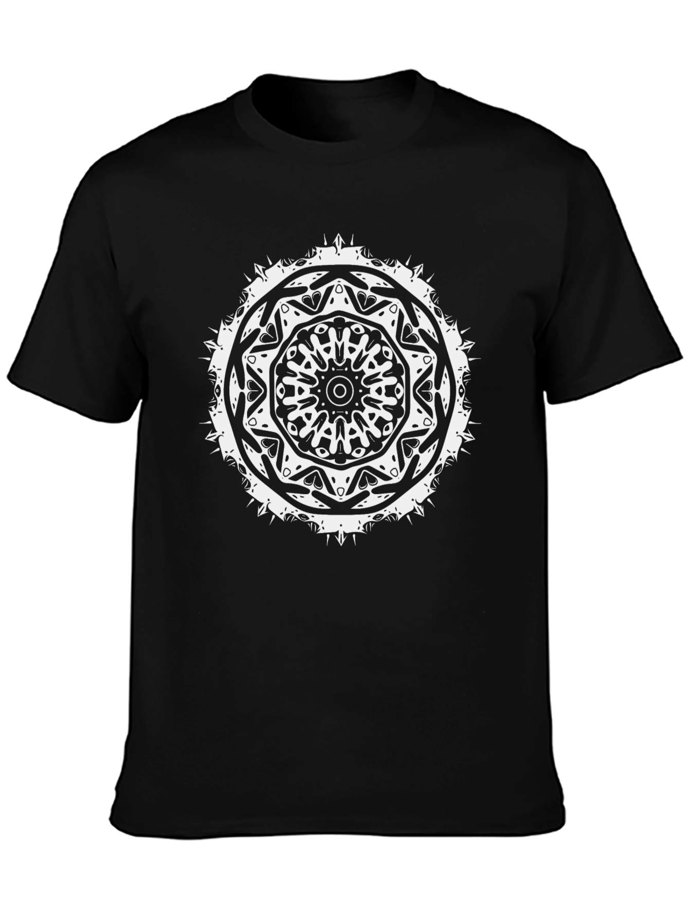 Black Black Mandala Graphic Tee - Unique Design view 3