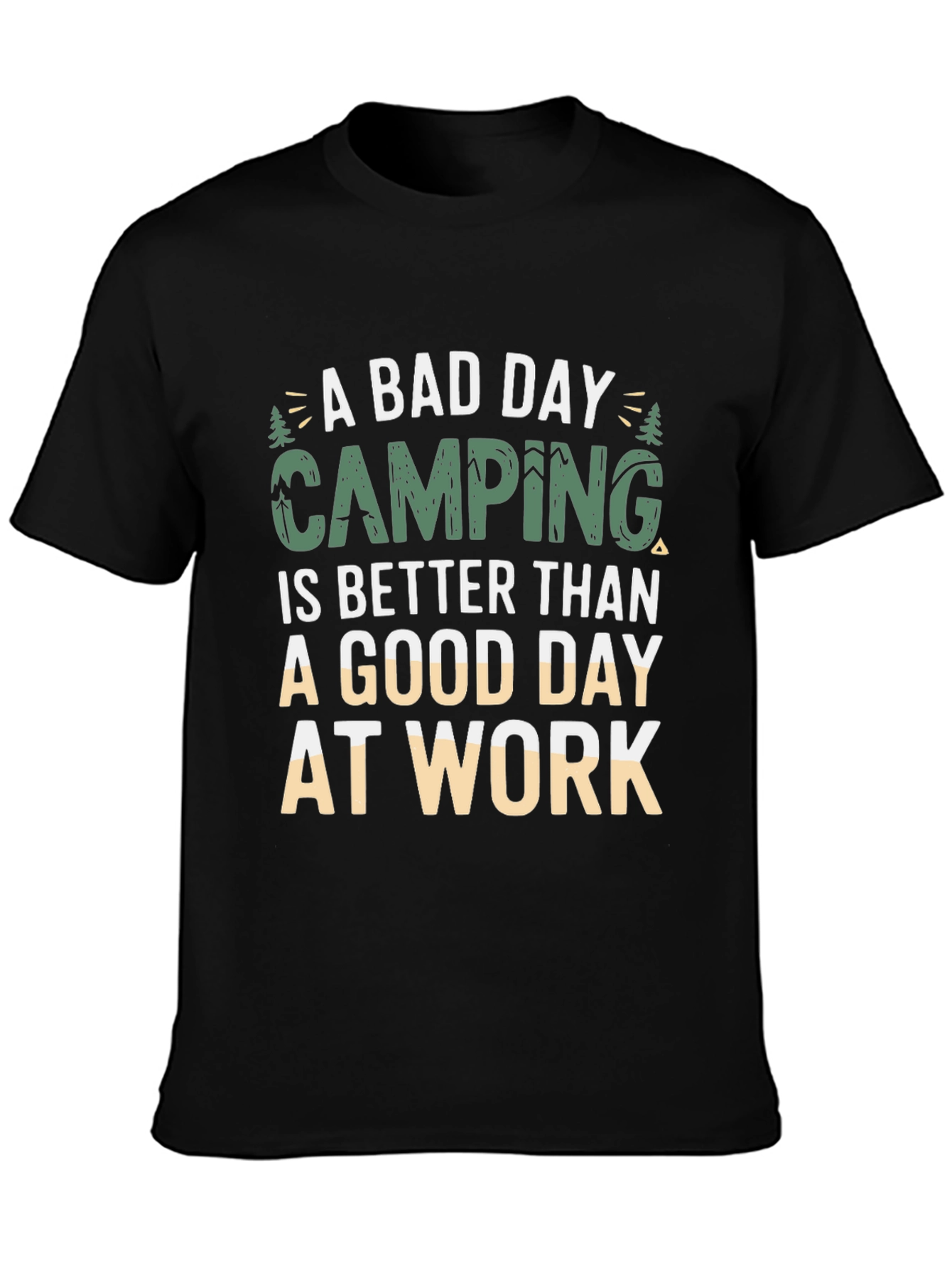 Black Camping Is Better Than Work T-Shirt view 3
