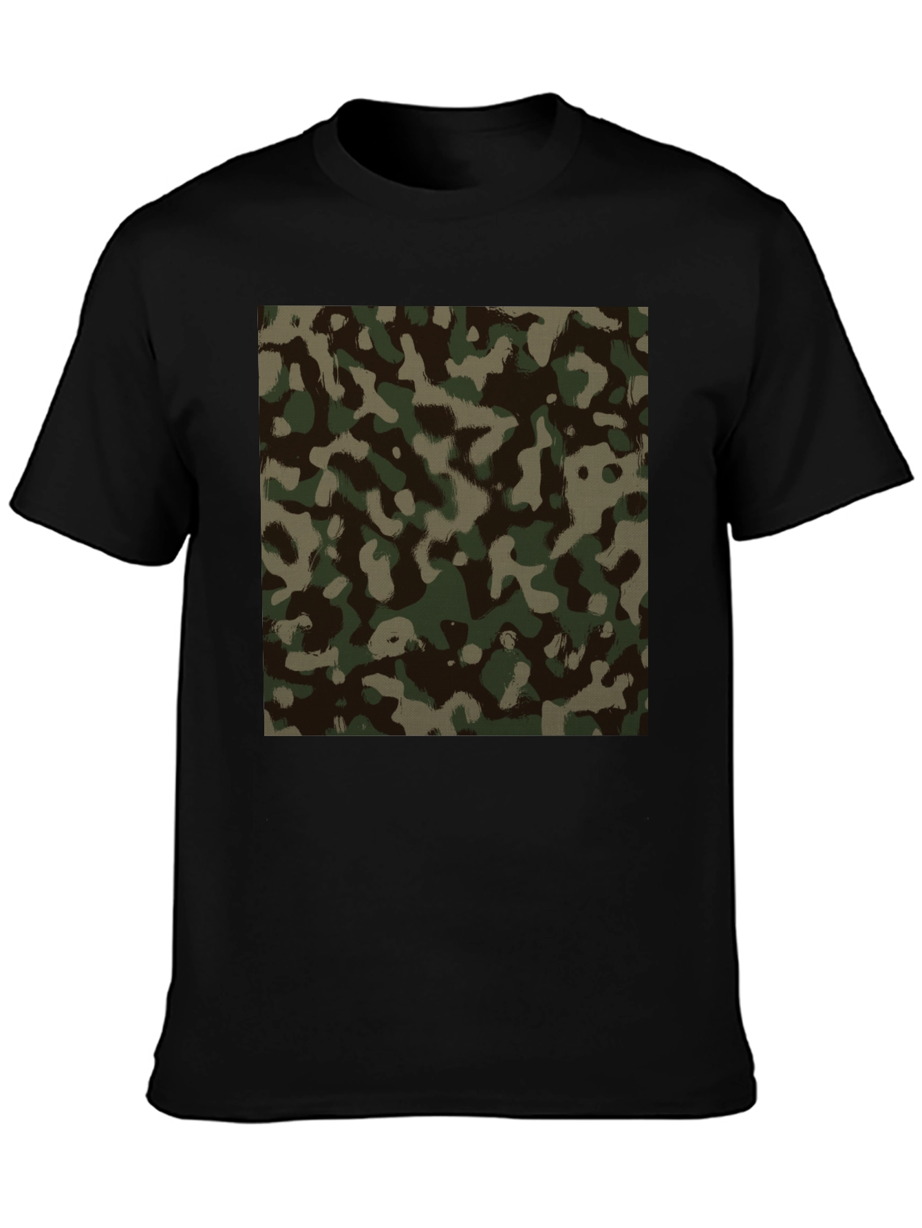 Black Camo Print Black T-Shirt view 3