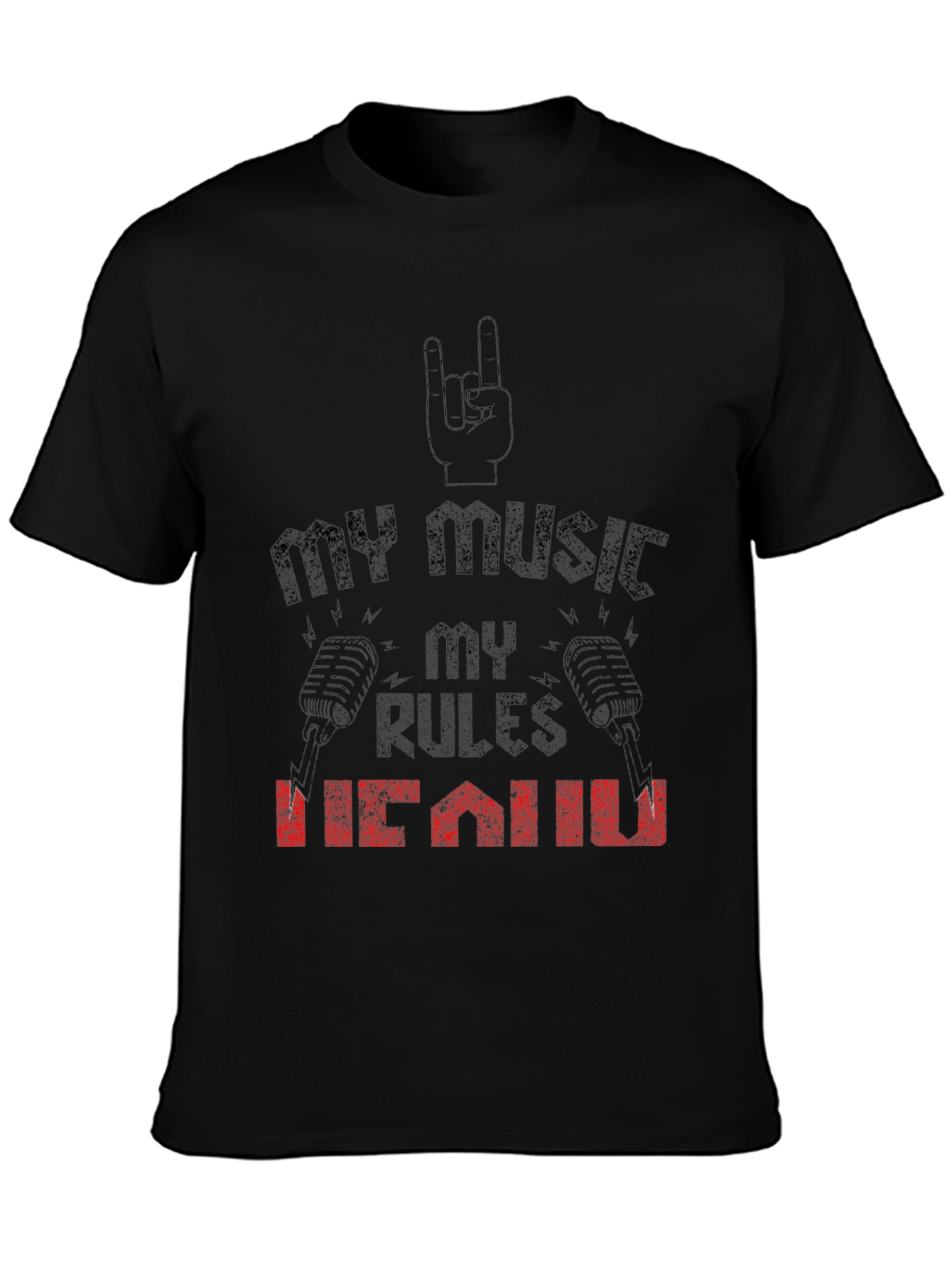 Black My Music My Rules T-Shirt - Rock On! view 3